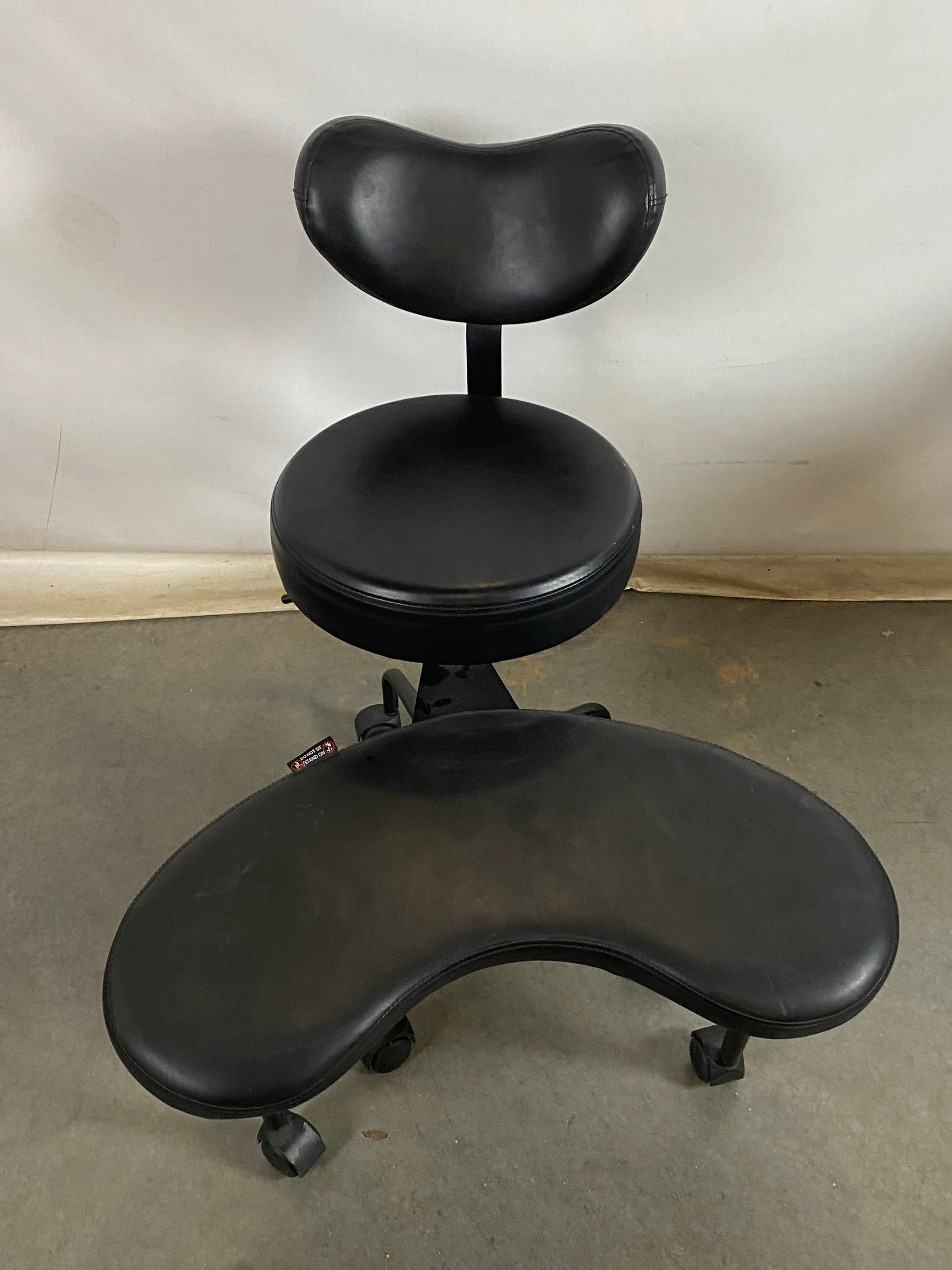Black Stool w/ Back and Foot Rest Ergonomic Chair