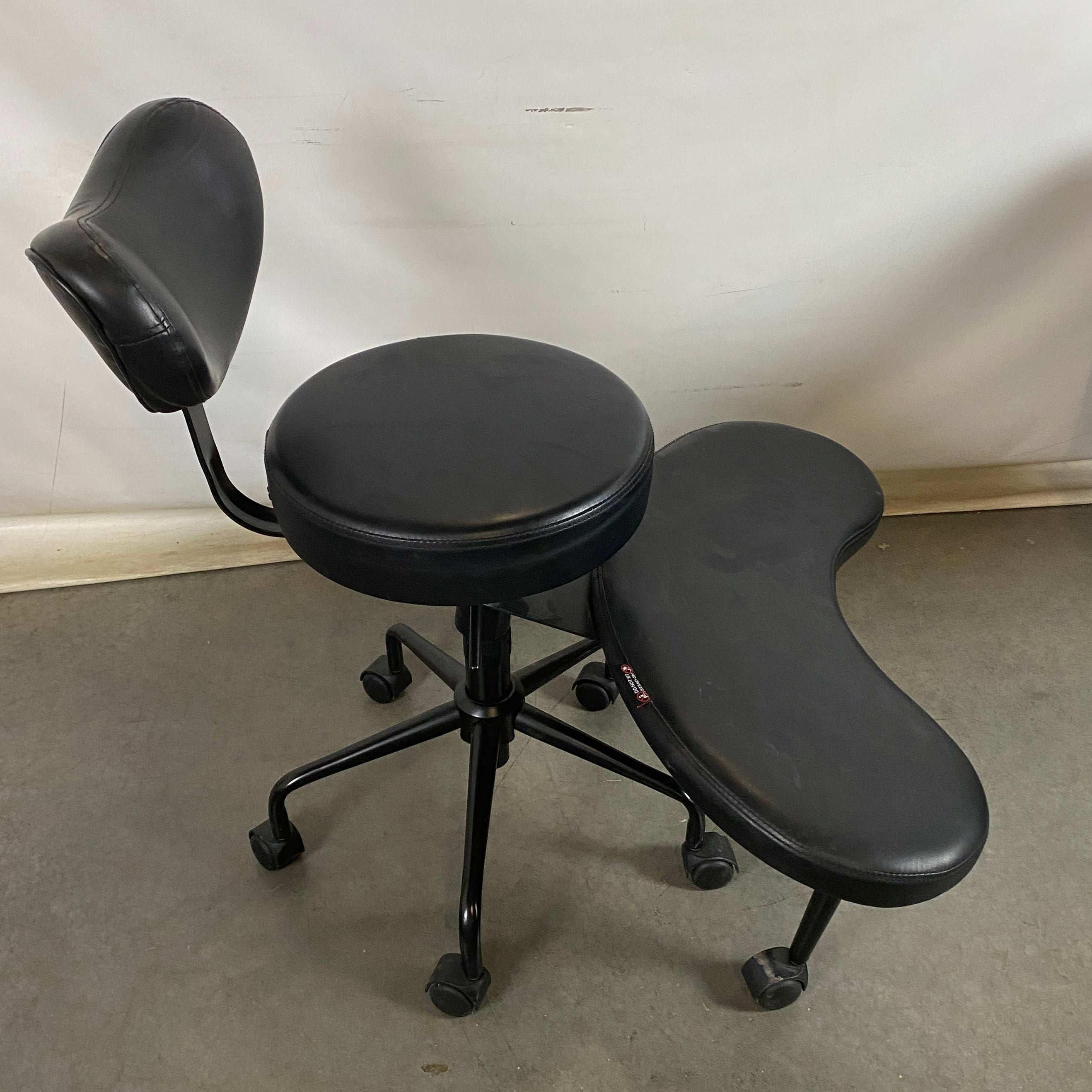 Black Stool w/ Back and Foot Rest Ergonomic Chair