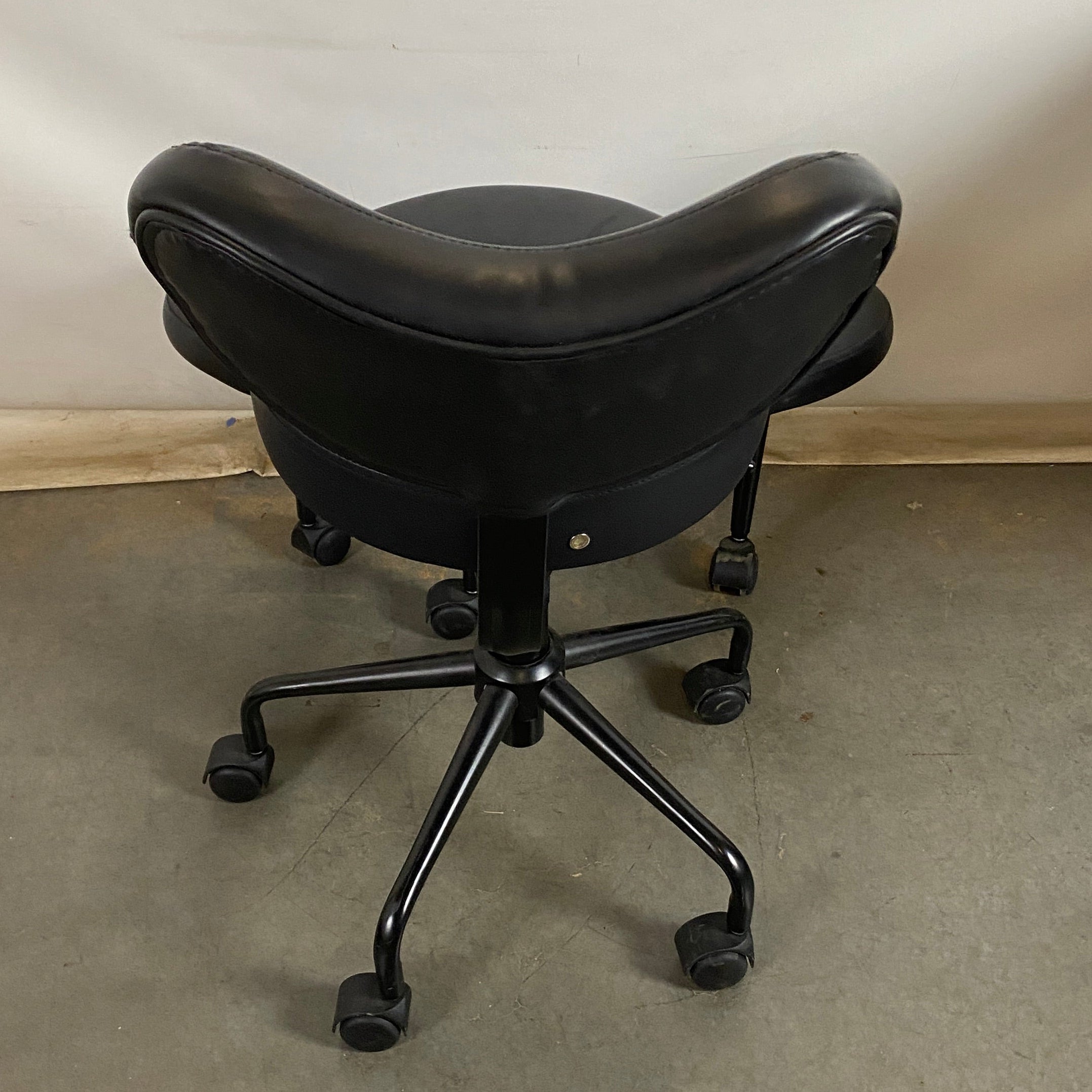 Black Stool w/ Back and Foot Rest Ergonomic Chair
