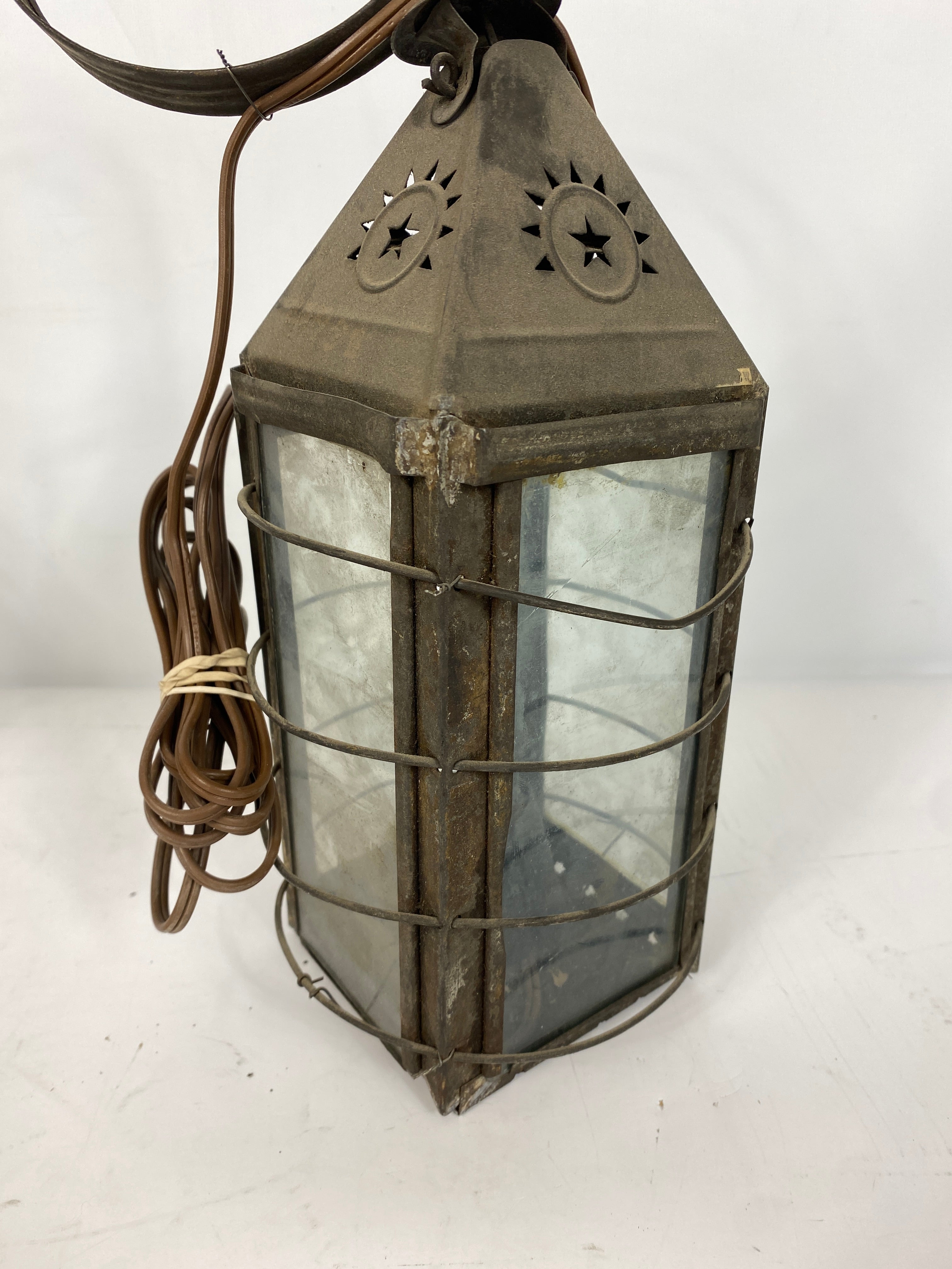 Pair of Antique "Paul Revere" Punched Tin Pioneer Lanterns