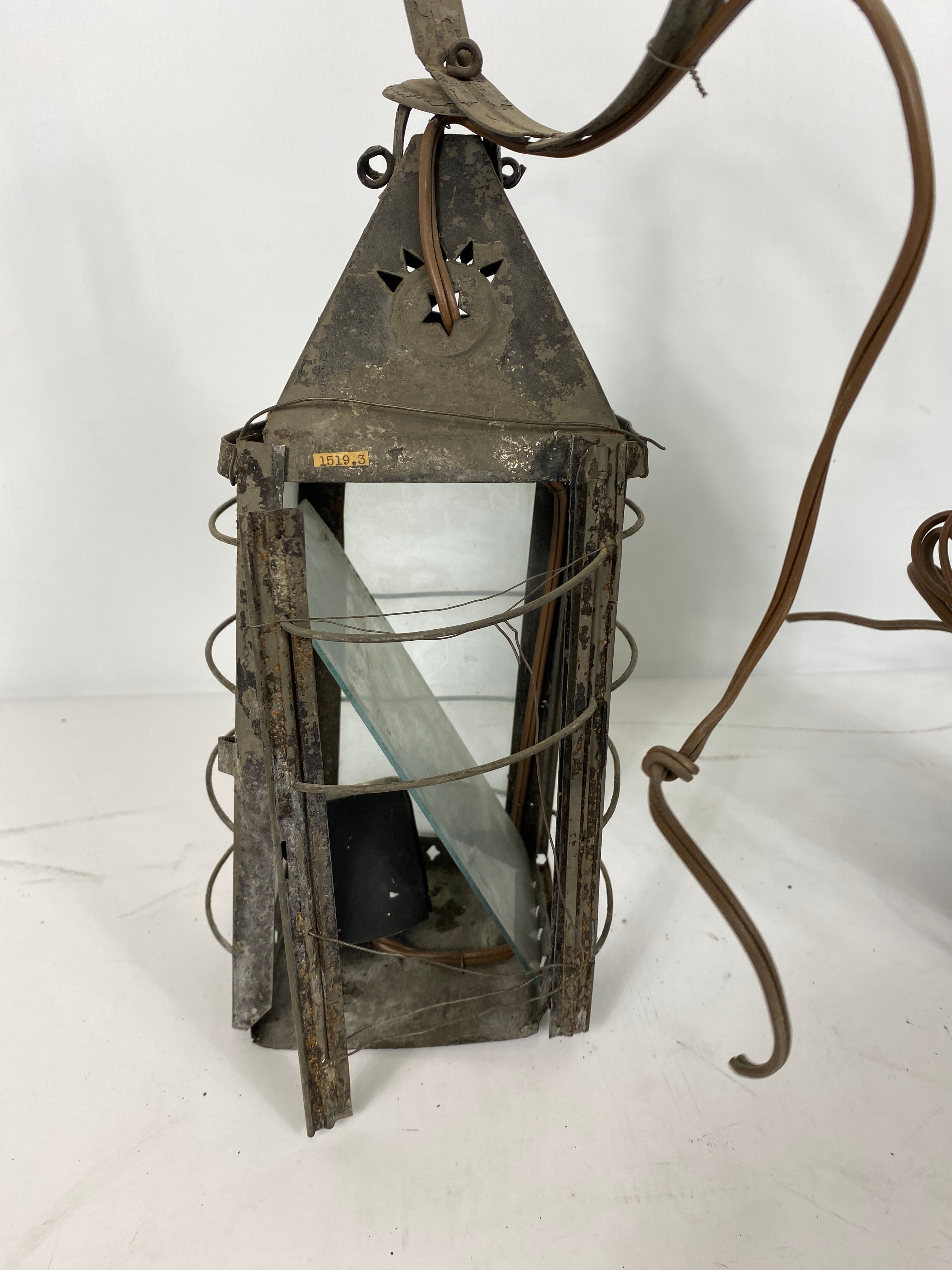 Pair of Antique "Paul Revere" Punched Tin Pioneer Lanterns