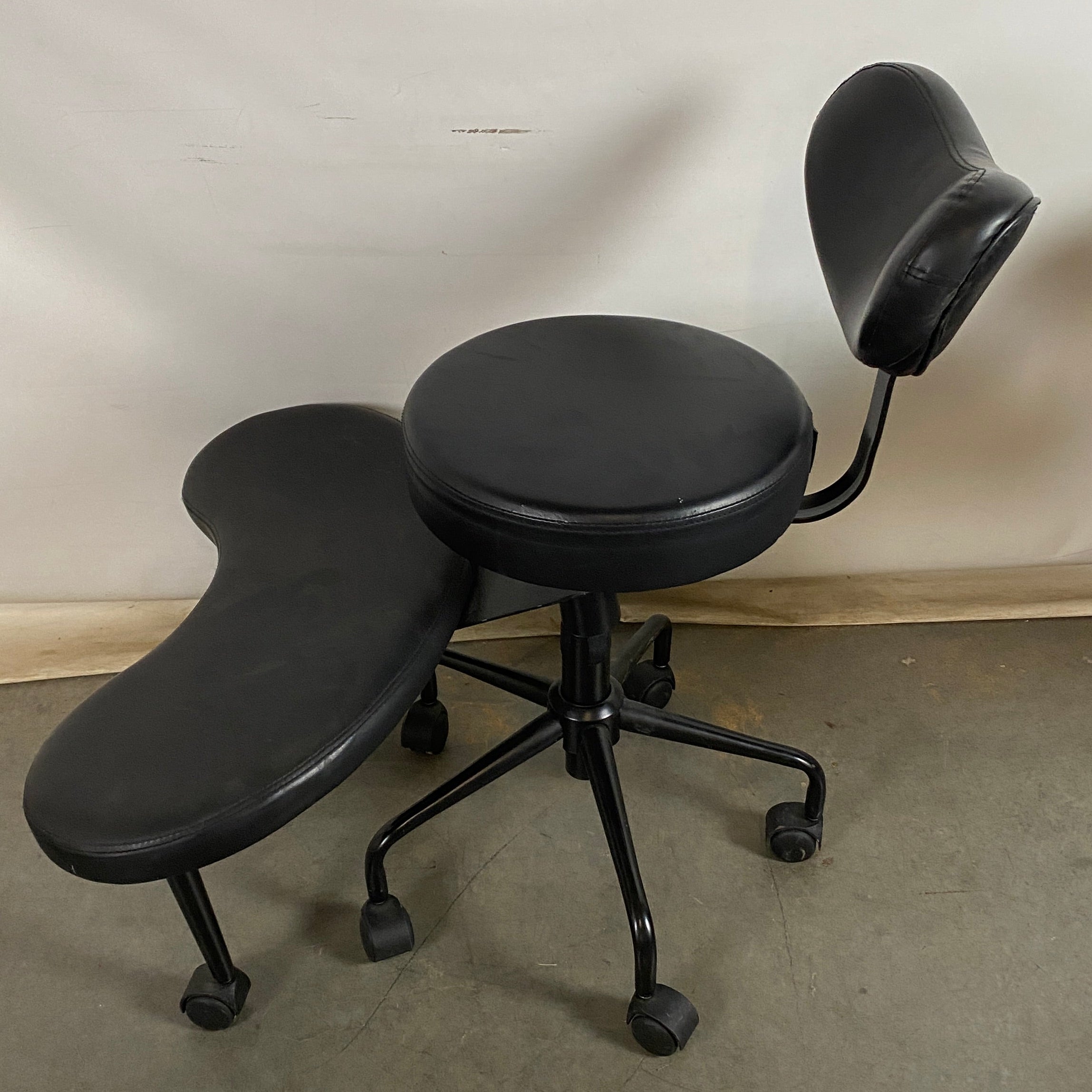 Black Stool w/ Back and Foot Rest Ergonomic Chair