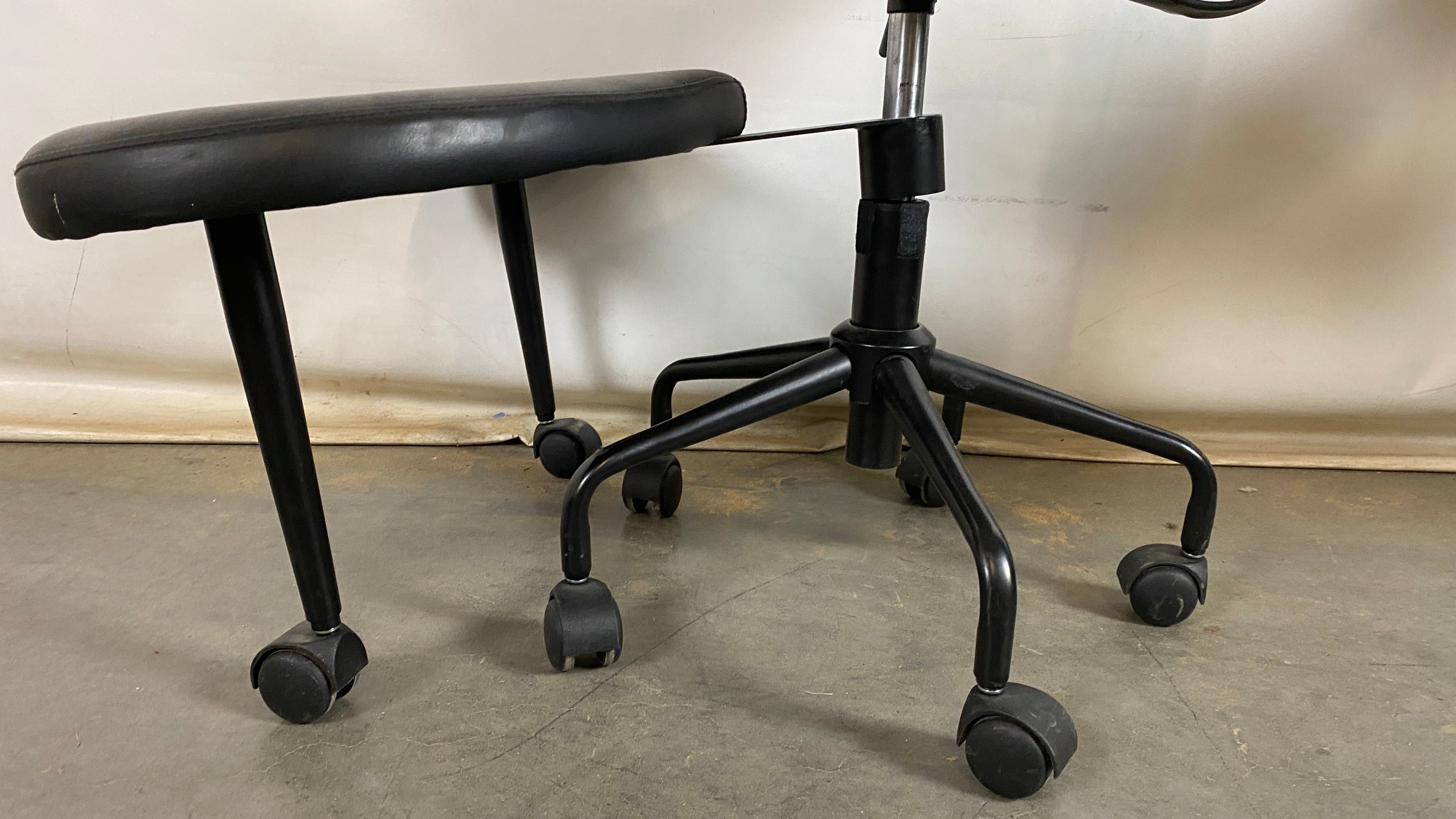 Black Stool w/ Back and Foot Rest Ergonomic Chair