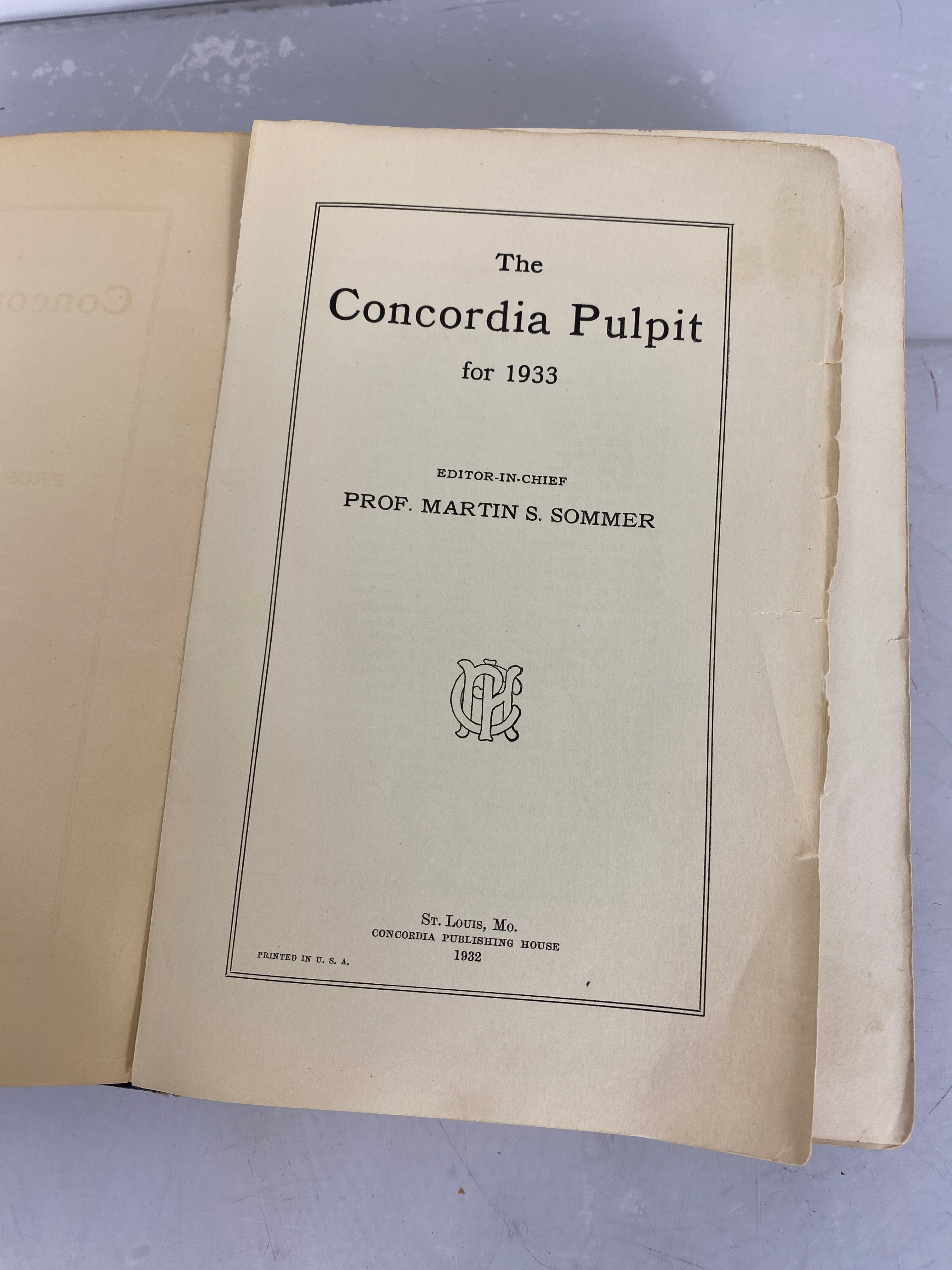 Lot of 2 The Concordia Pulpit for 1933 and 1948 Volume HC
