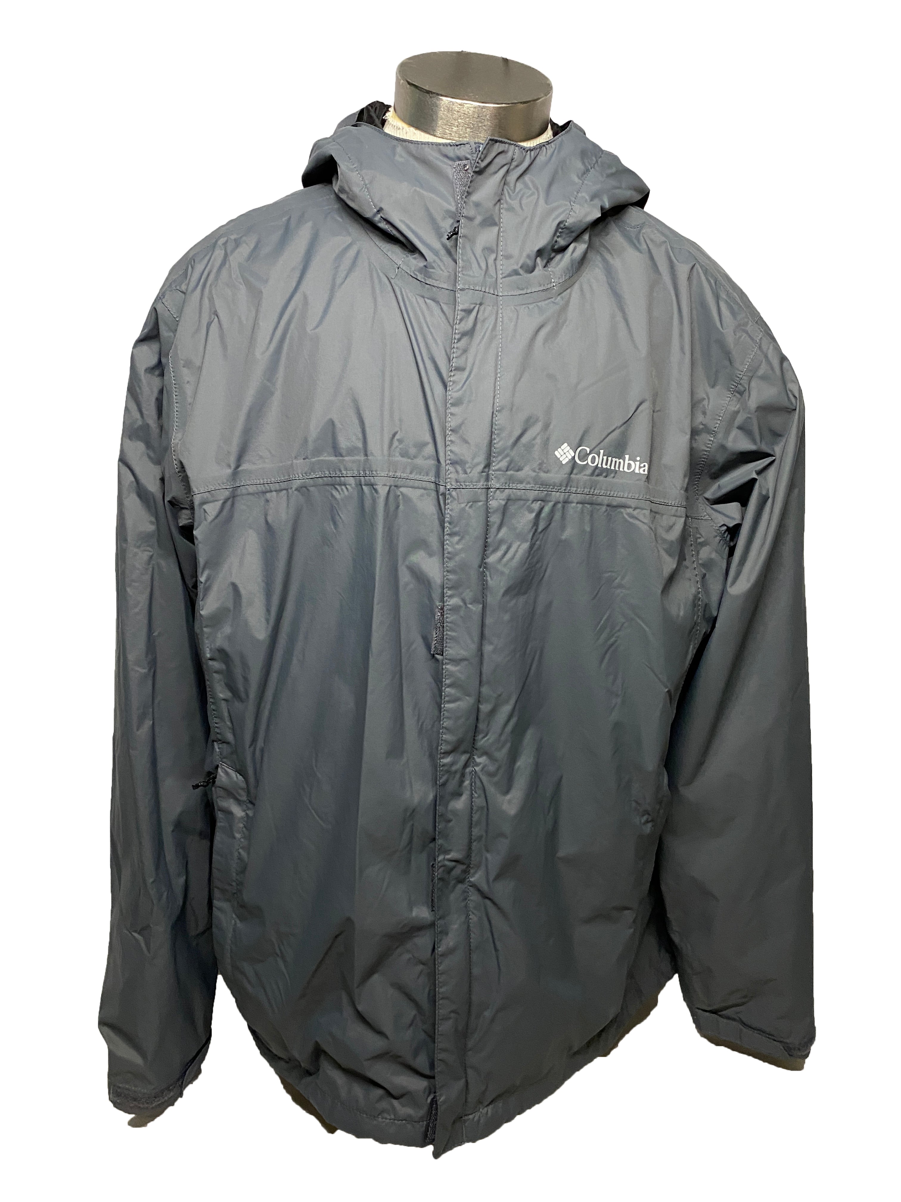 Columbia Gray Omni-tech Waterproof Hooded Windbreaker Men's XL