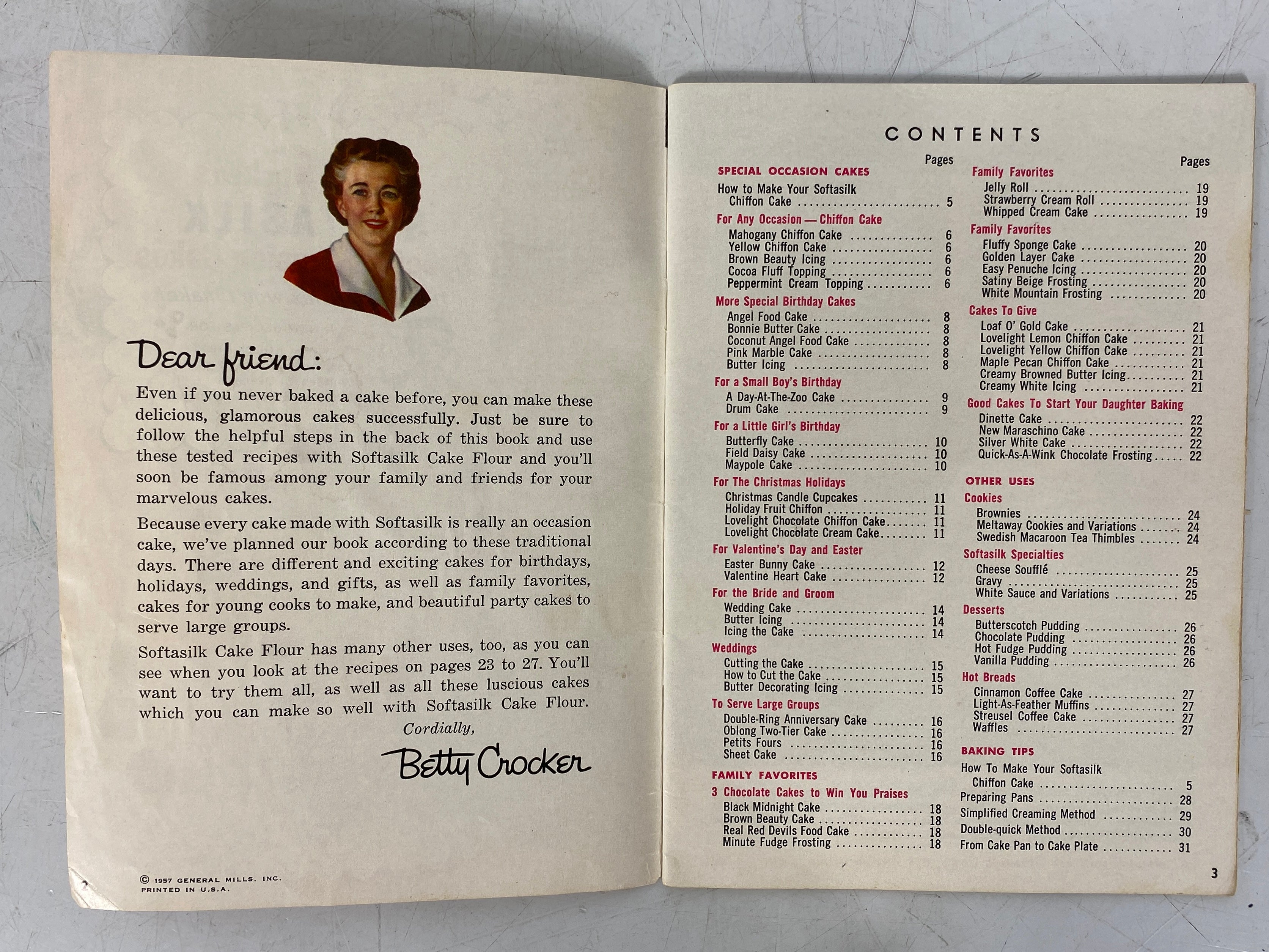 3 Vtg Cake Flour Recipe Booklets: Betty Crocker's Softasilk/Swan's Down 1931-57