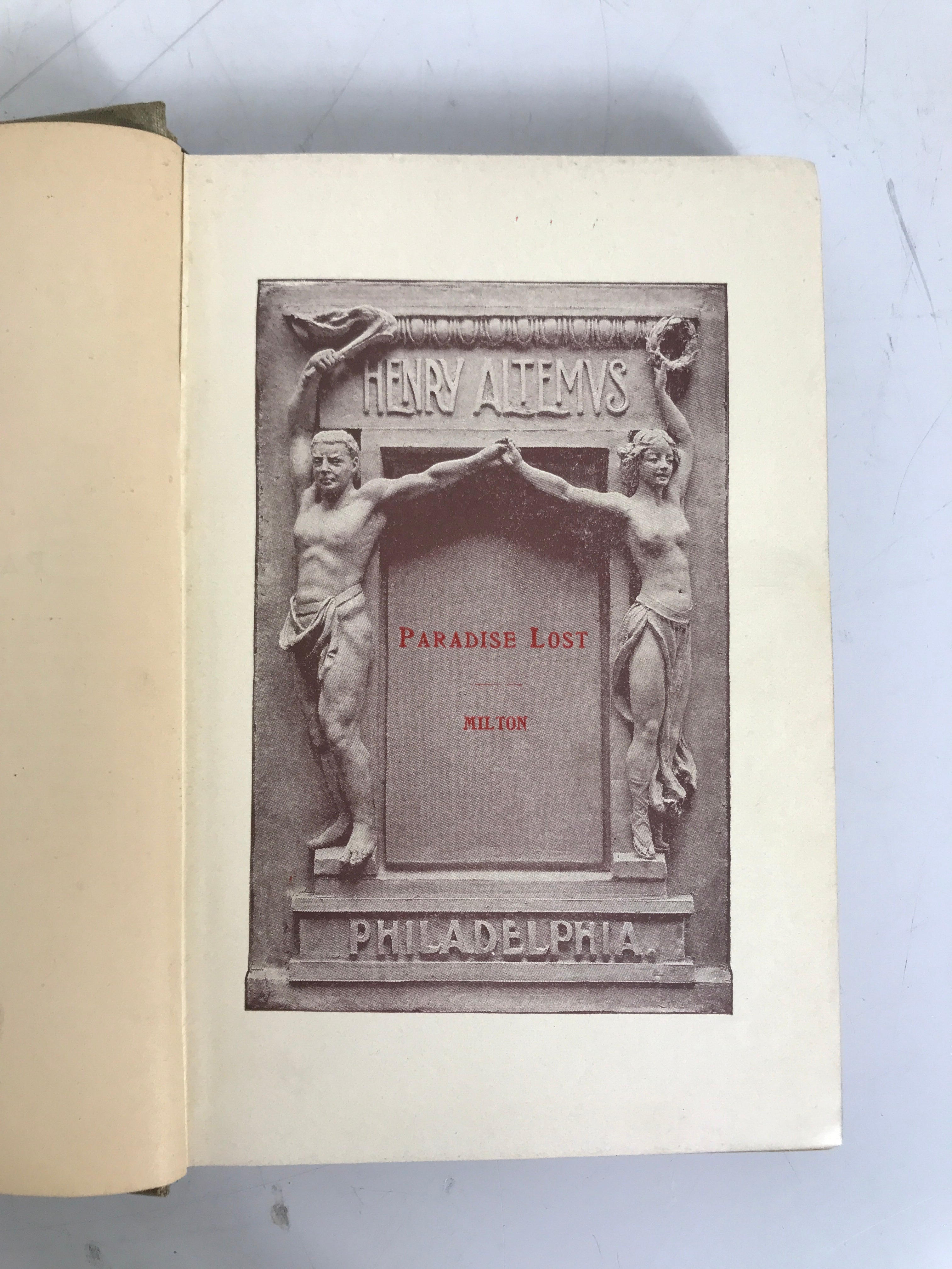 Lot of 2 Antique John Milton Paradise Lost/Paradise Regained Henry Altemus HC