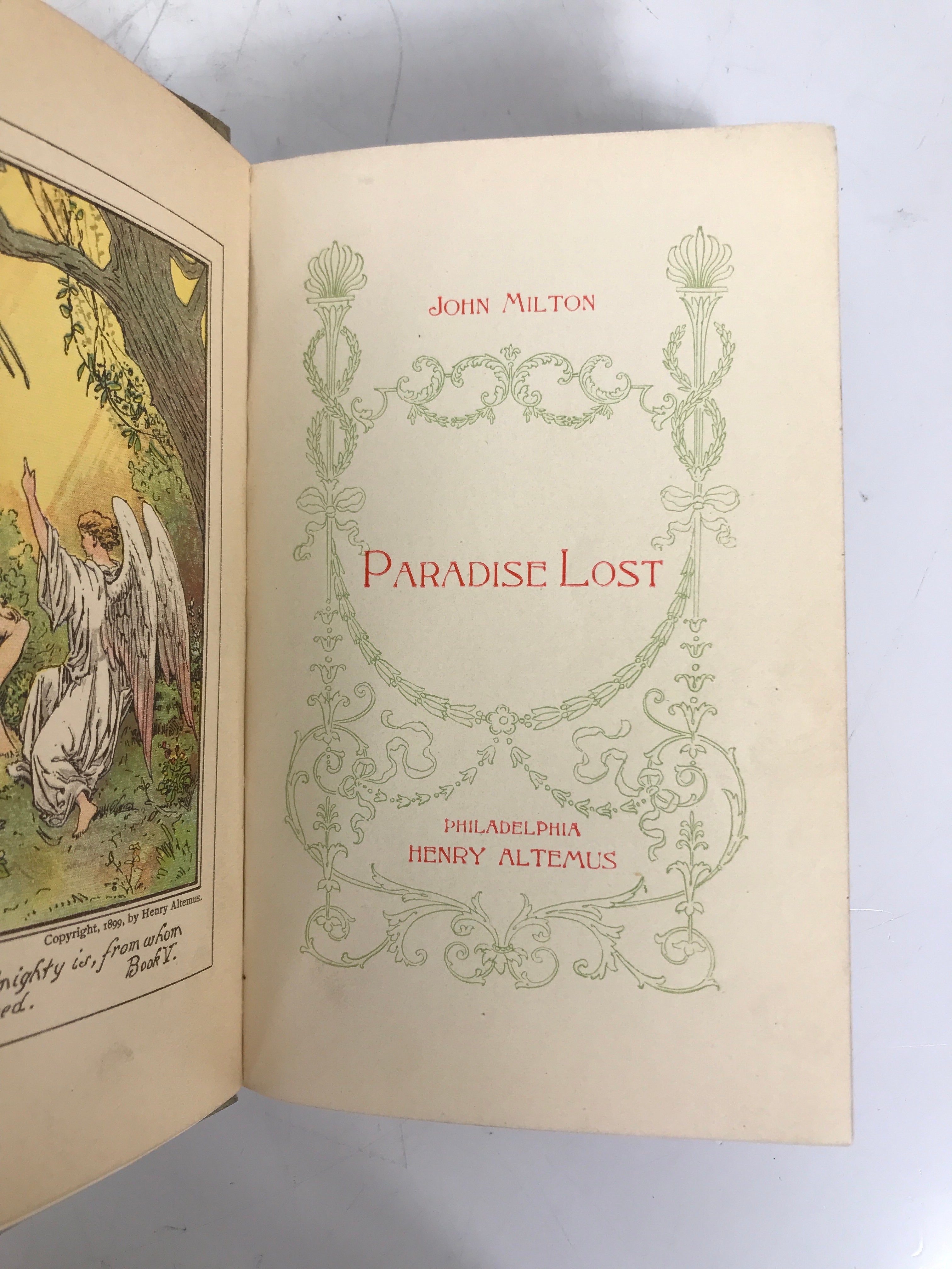 Lot of 2 Antique John Milton Paradise Lost/Paradise Regained Henry Altemus HC