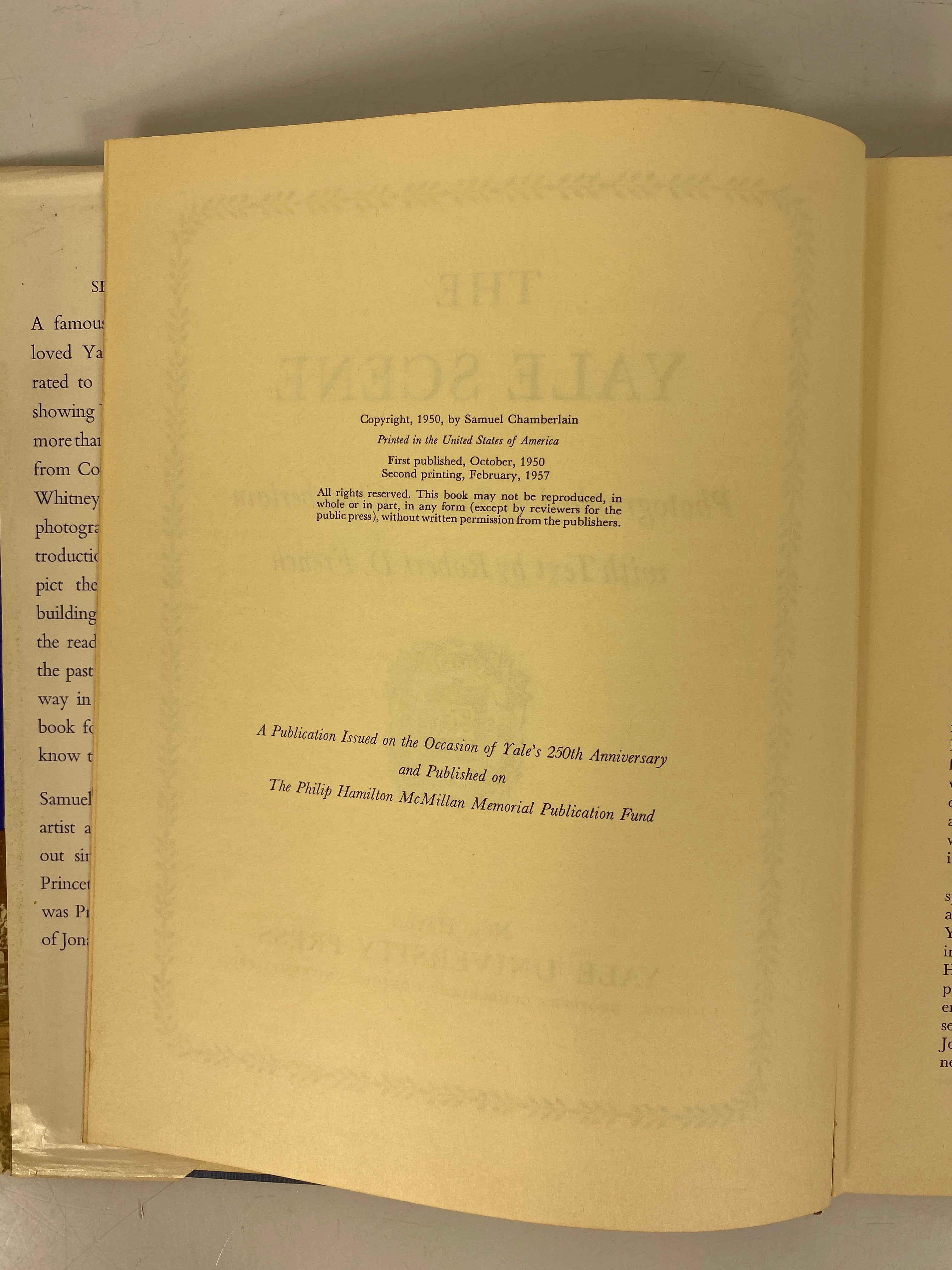 The Yale Scene by Samuel Chamberlain 1957 2nd Printing HCDJ