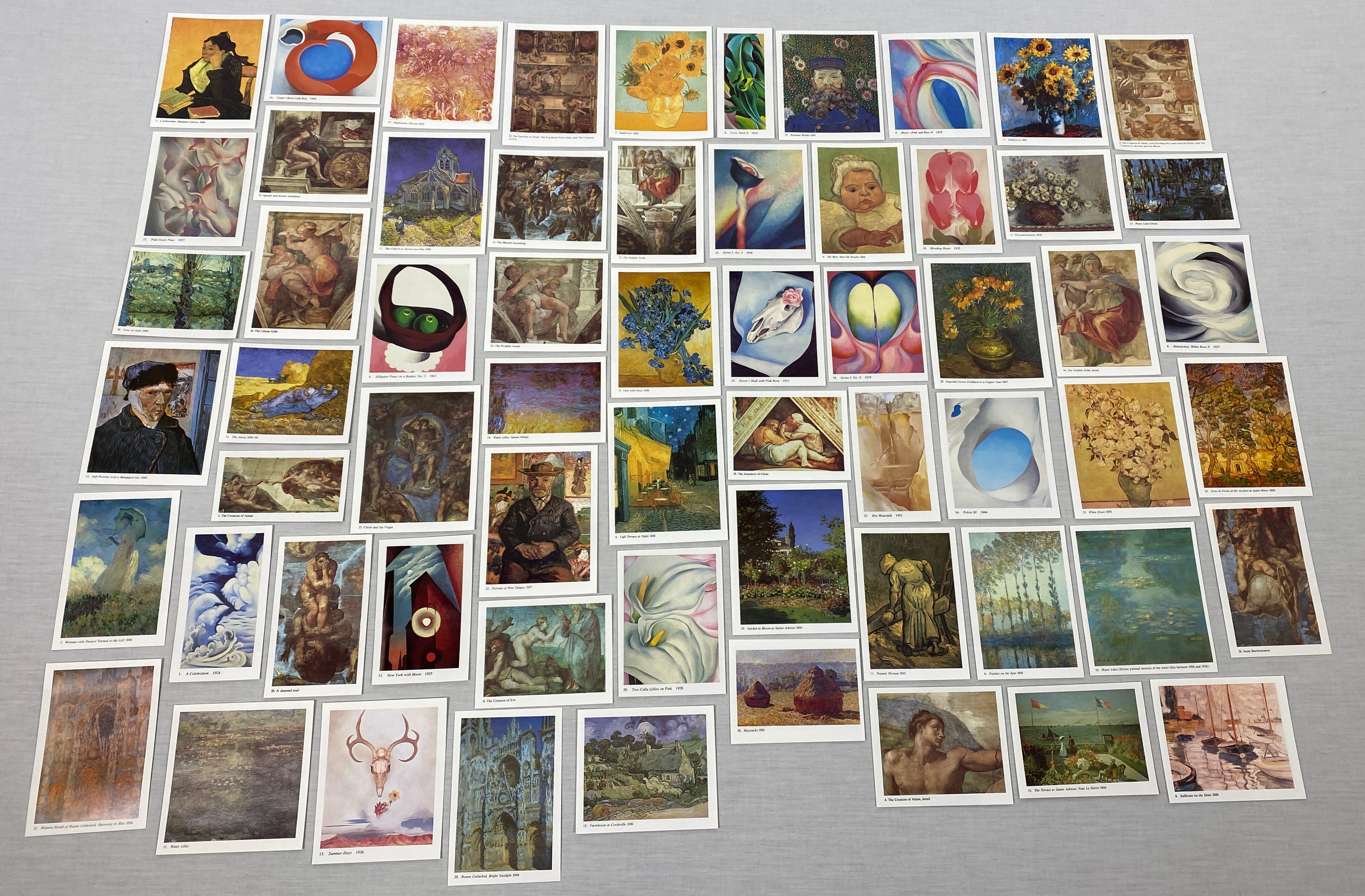 Various Mini Michelangelo/Van Gogh/O'Keeffe/Monet Prints