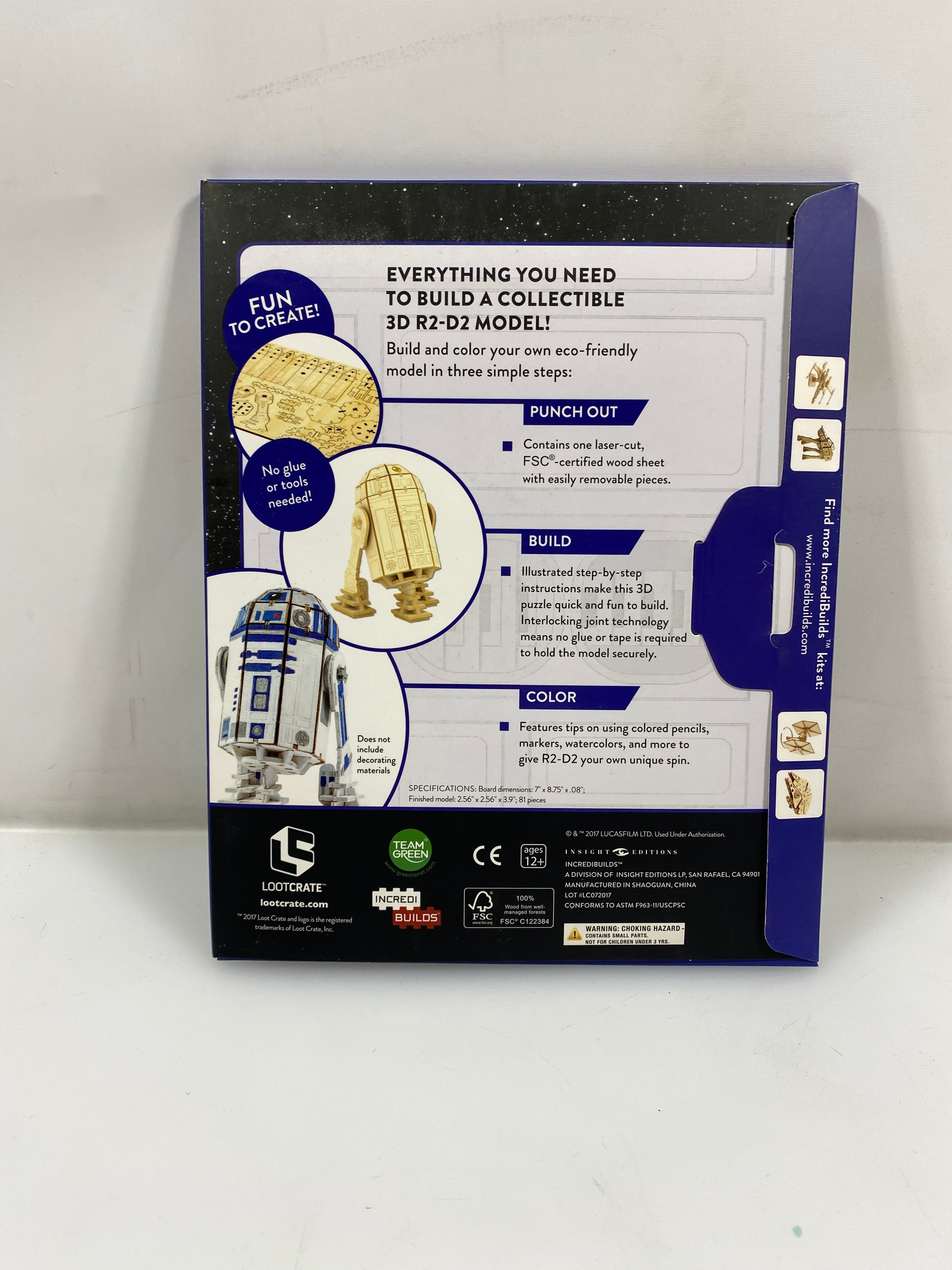INCREDIBUILDS Disney Star Wars R2-D2 Collectible 3D Wood Model