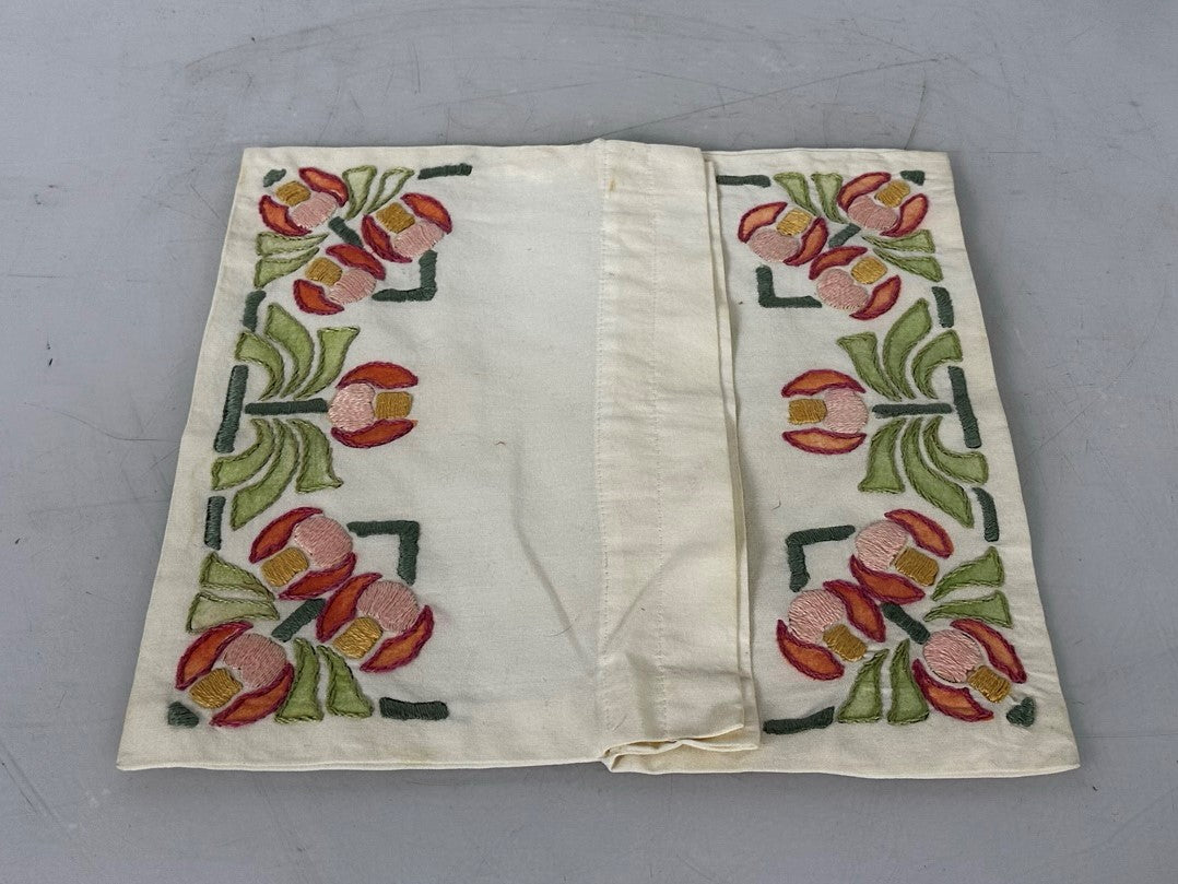 Royal Society White Floss Embroidered Drawstring Bag