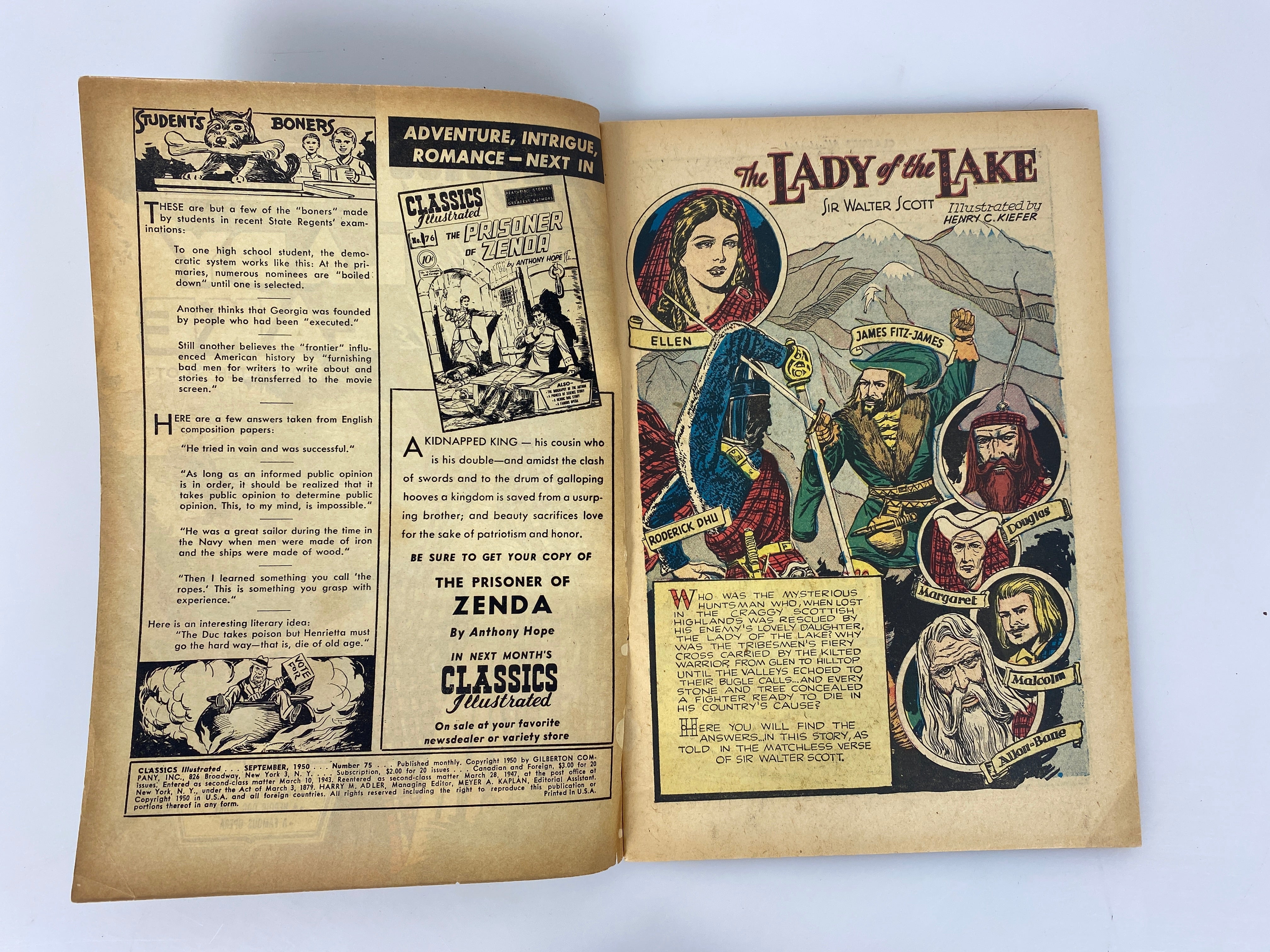 Classics Illustrated The Lady of the Lake No. 75 hrn75