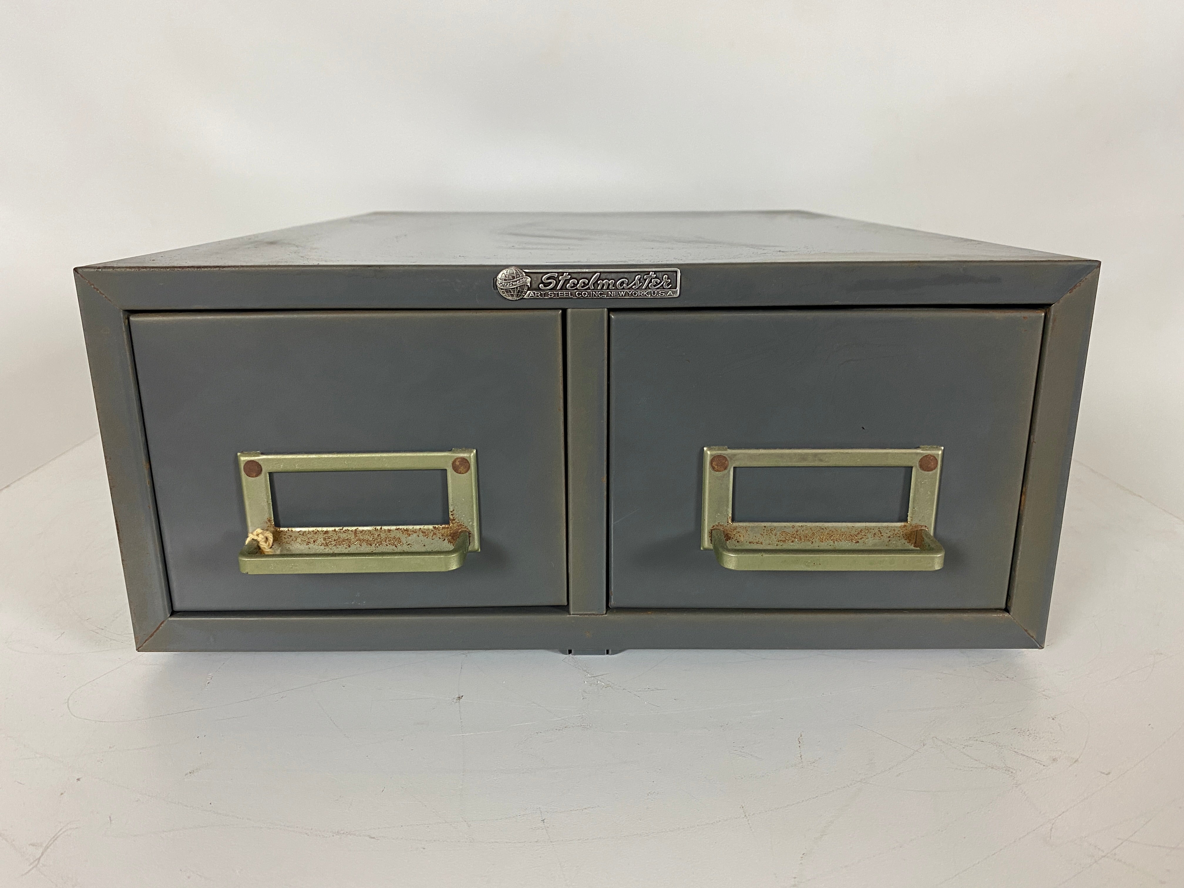 Vintage Steelmaster Steel 2 Drawer Card Cabinet