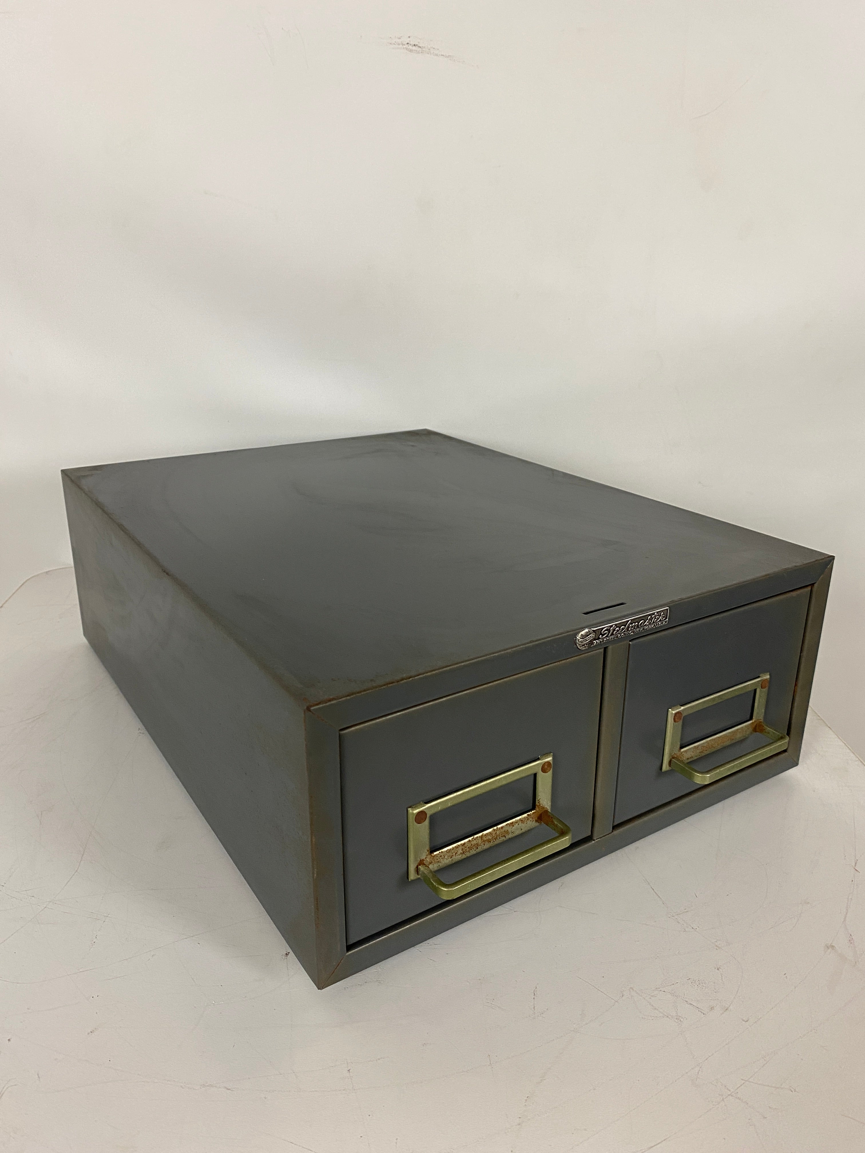 Vintage Steelmaster Steel 2 Drawer Card Cabinet