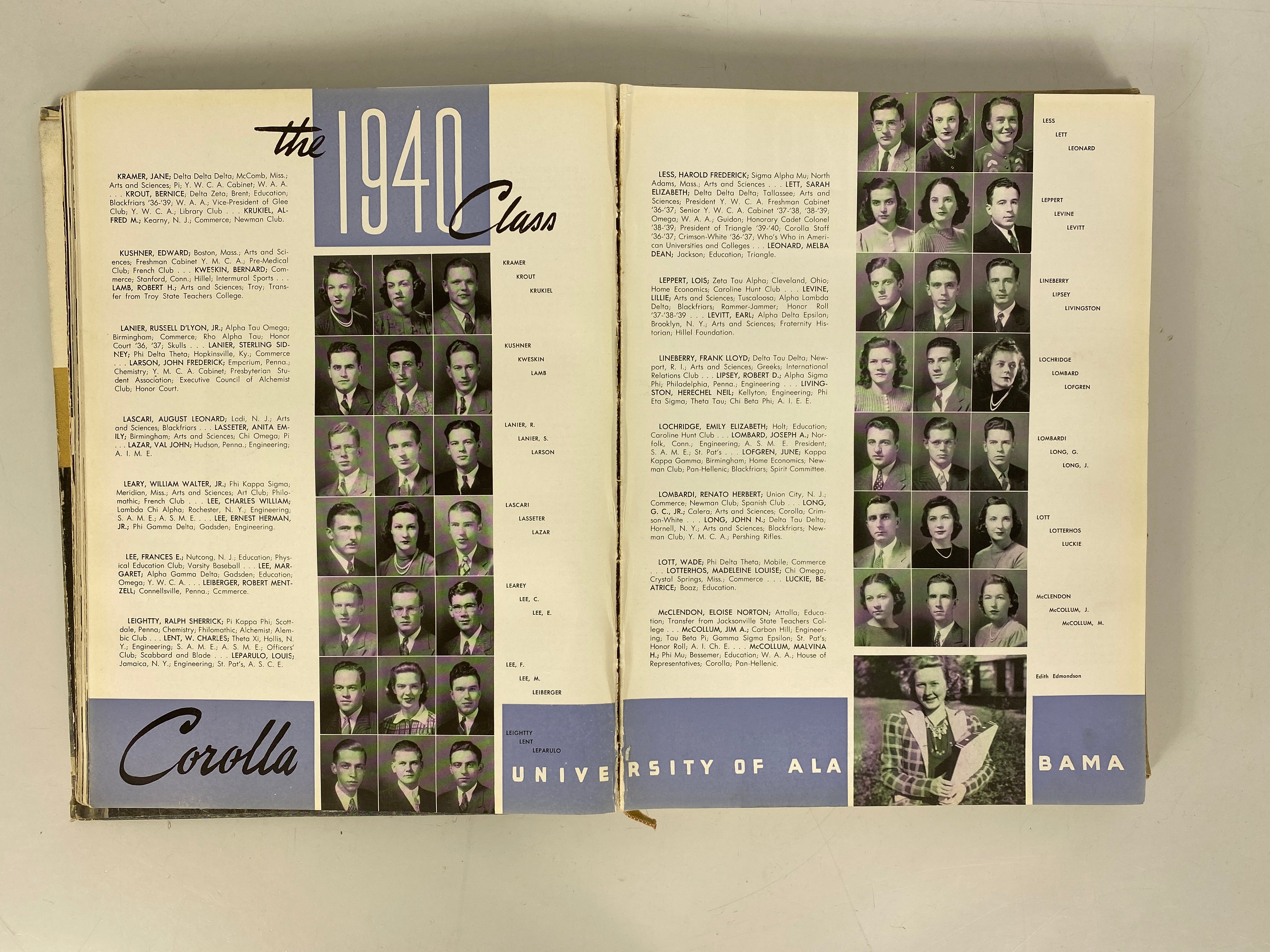 1940 University of Alabama Tuscaloosa Yearbook HC