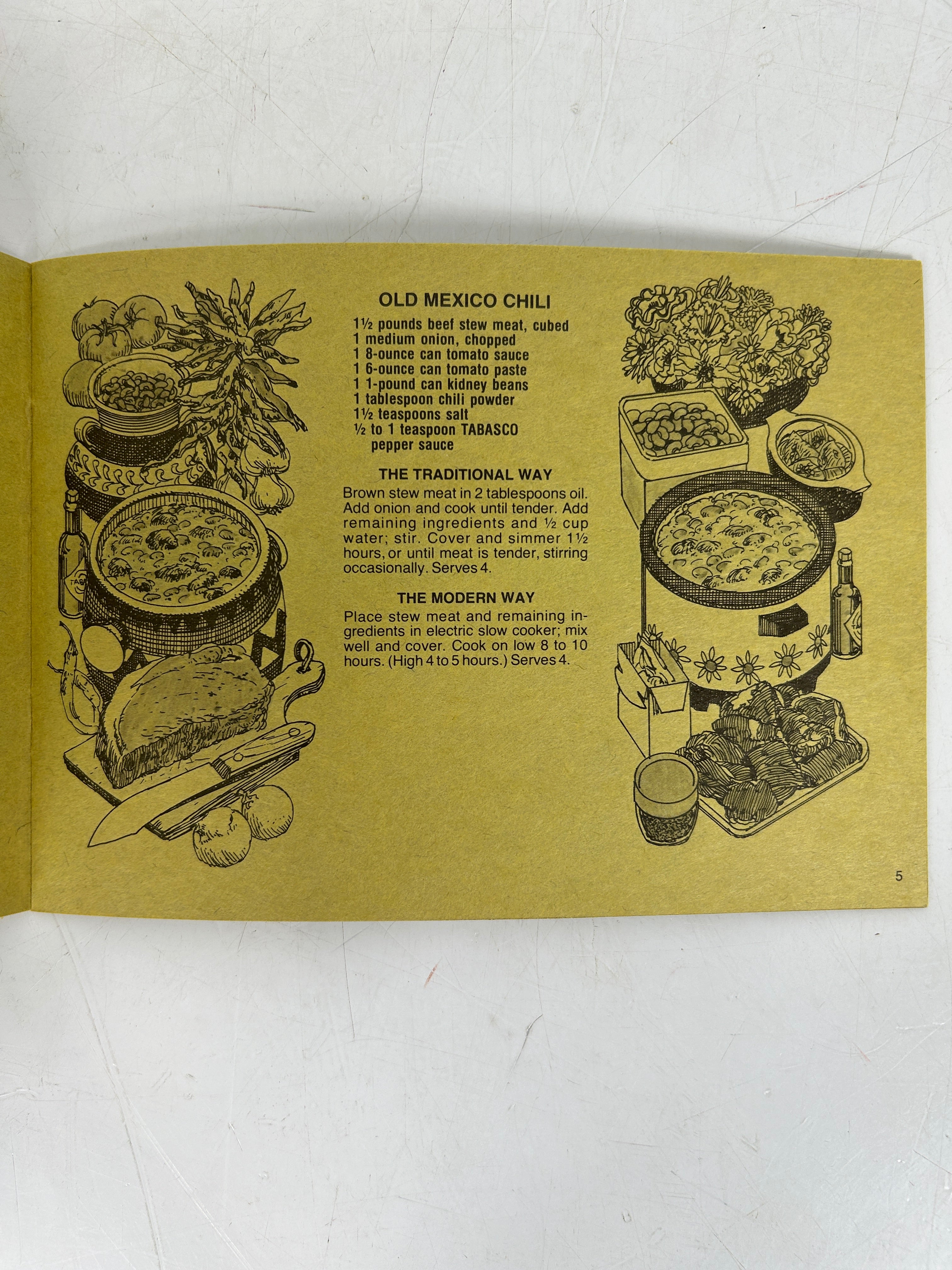 4 Vintage Slow Cooker Recipe Booklets Women's Circle/Rival/GE/Tabasco SC