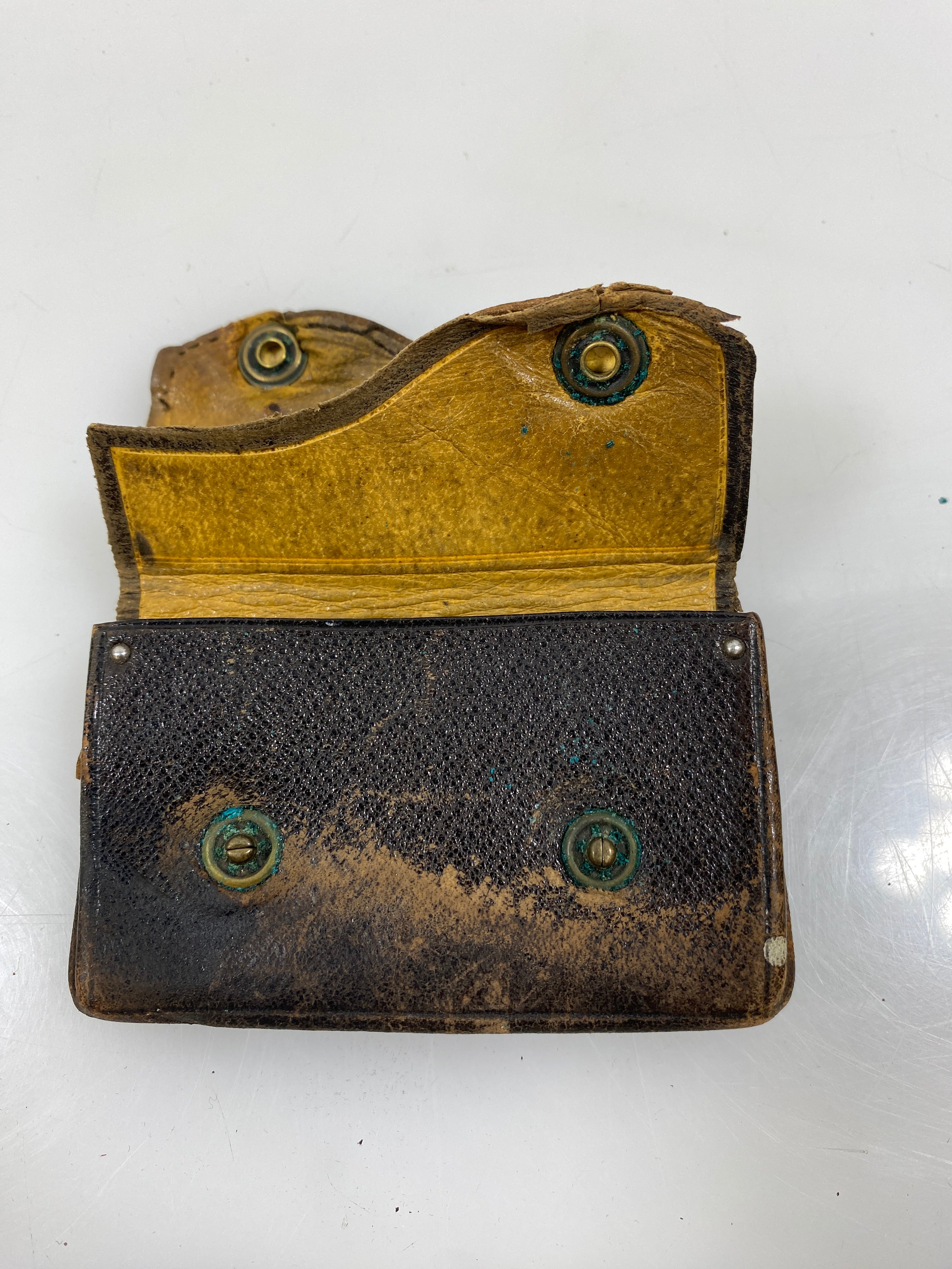 Vintage Accordion Style Brown Leather Coin Wallet