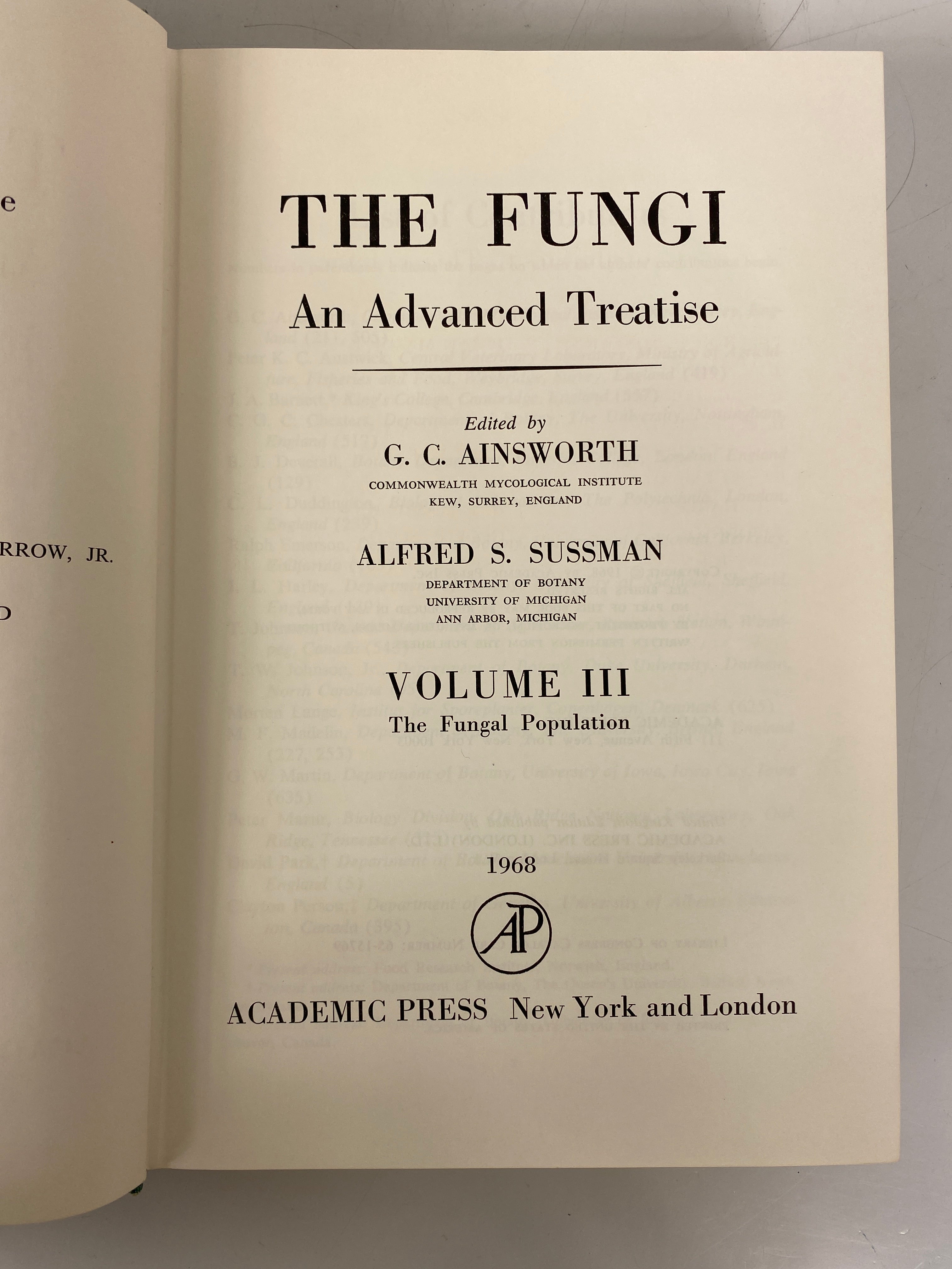 4 Volumes: The Fungi An Advanced Treatise Ainsworth/Sussman 1-3, 4b HC