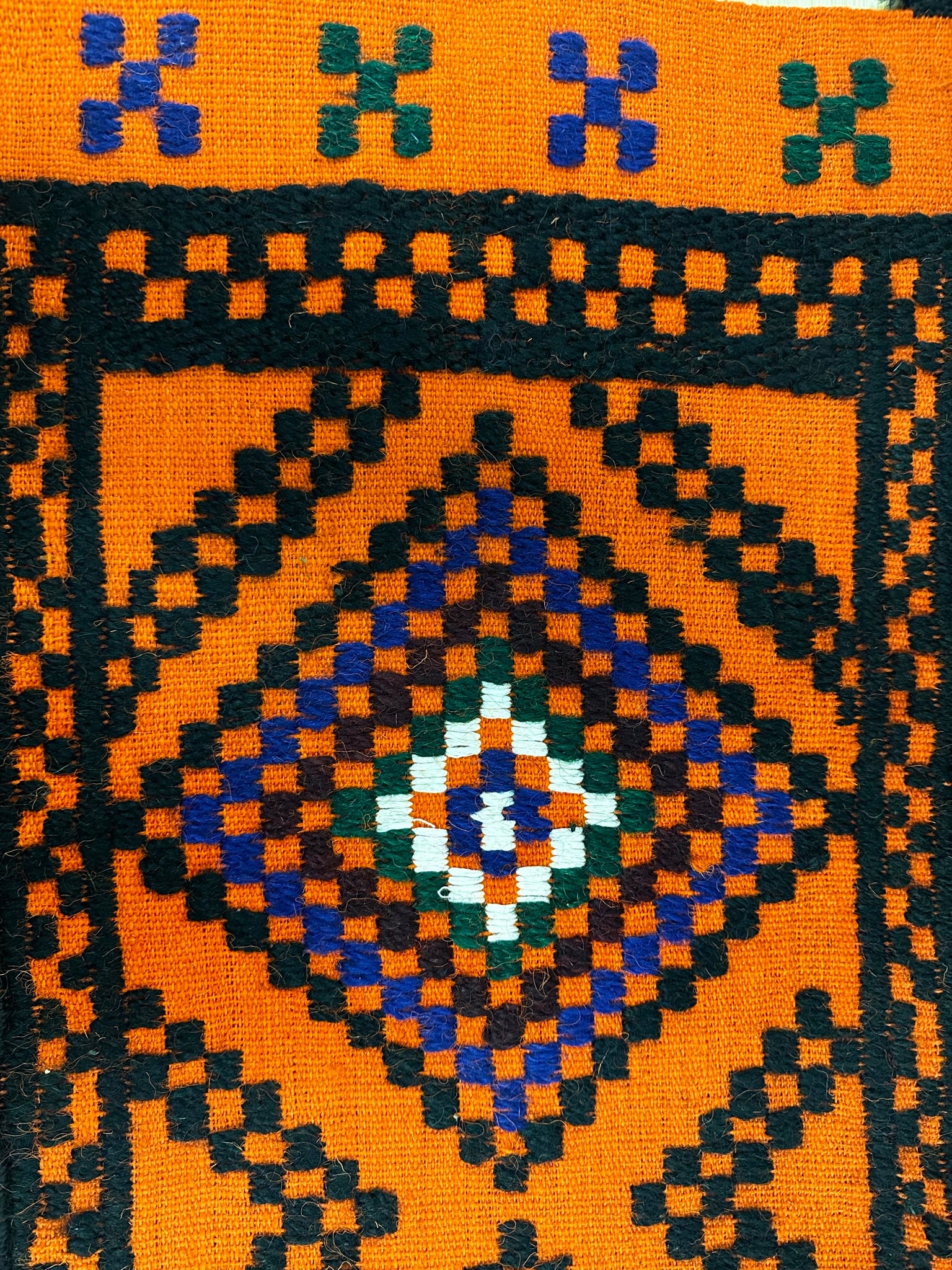 15x45 Orange and Black Vintage Kilim Pillow Cover
