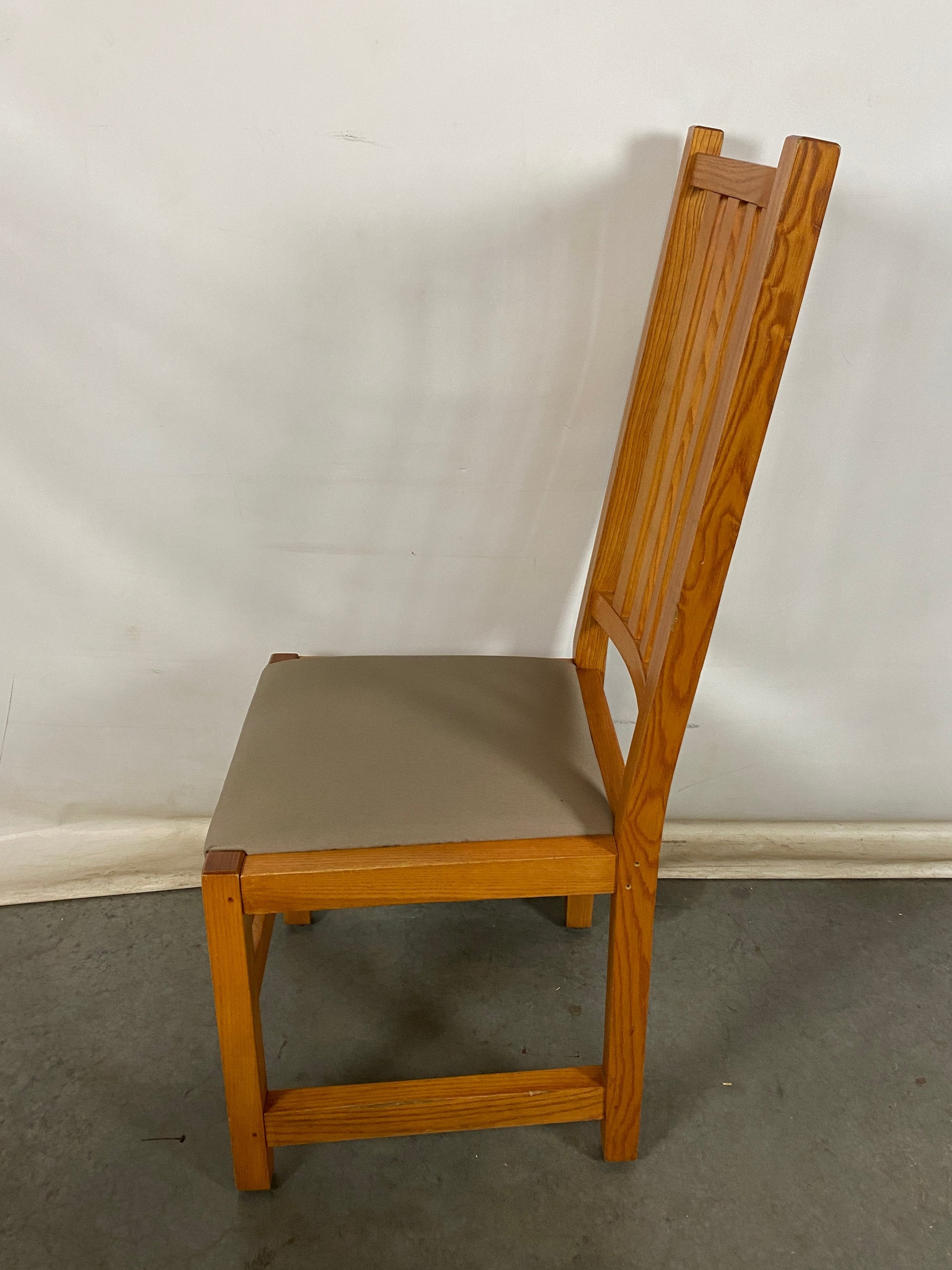 Wooden Dining Slat Back Chair w/ Upholstered Seating