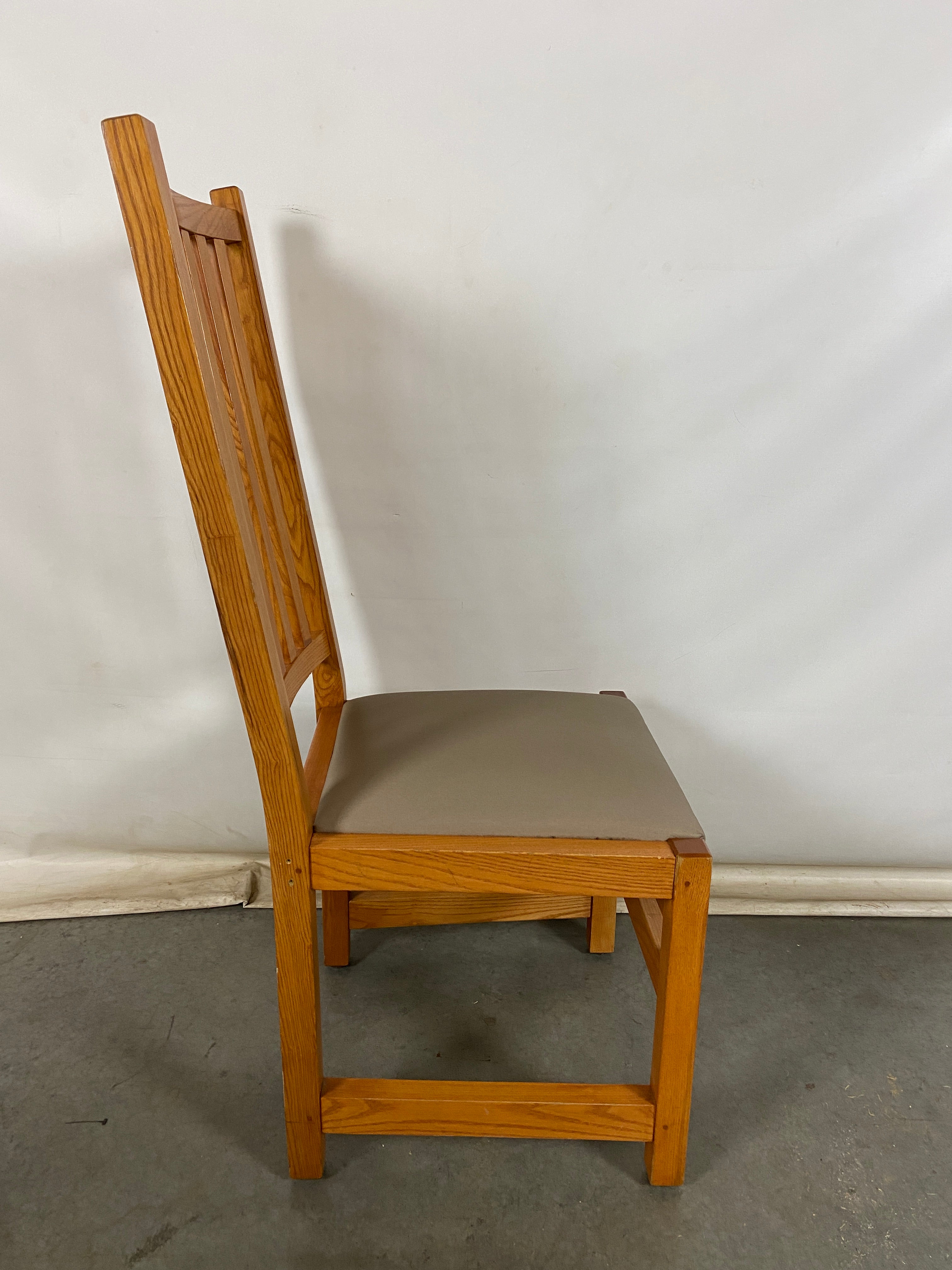 Wooden Dining Slat Back Chair w/ Upholstered Seating