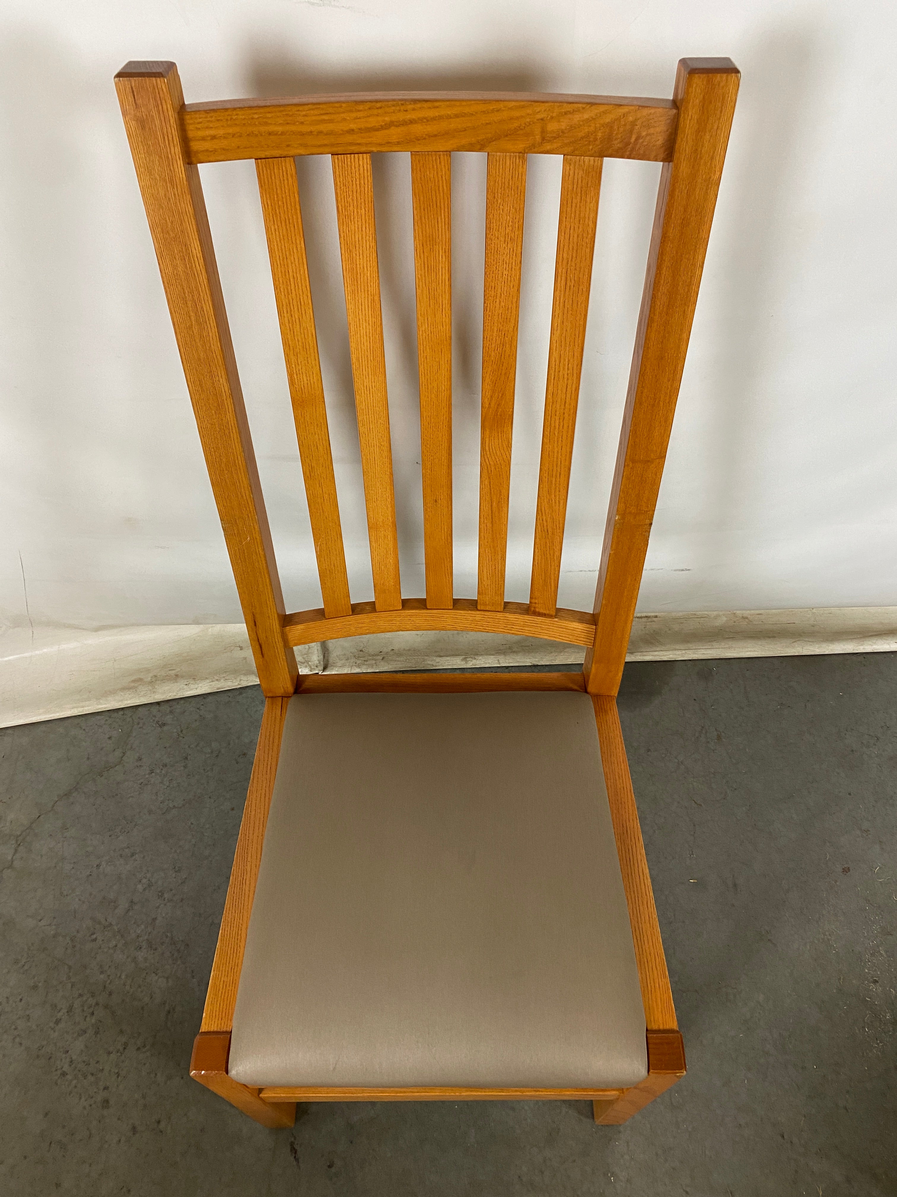 Wooden Dining Slat Back Chair w/ Upholstered Seating