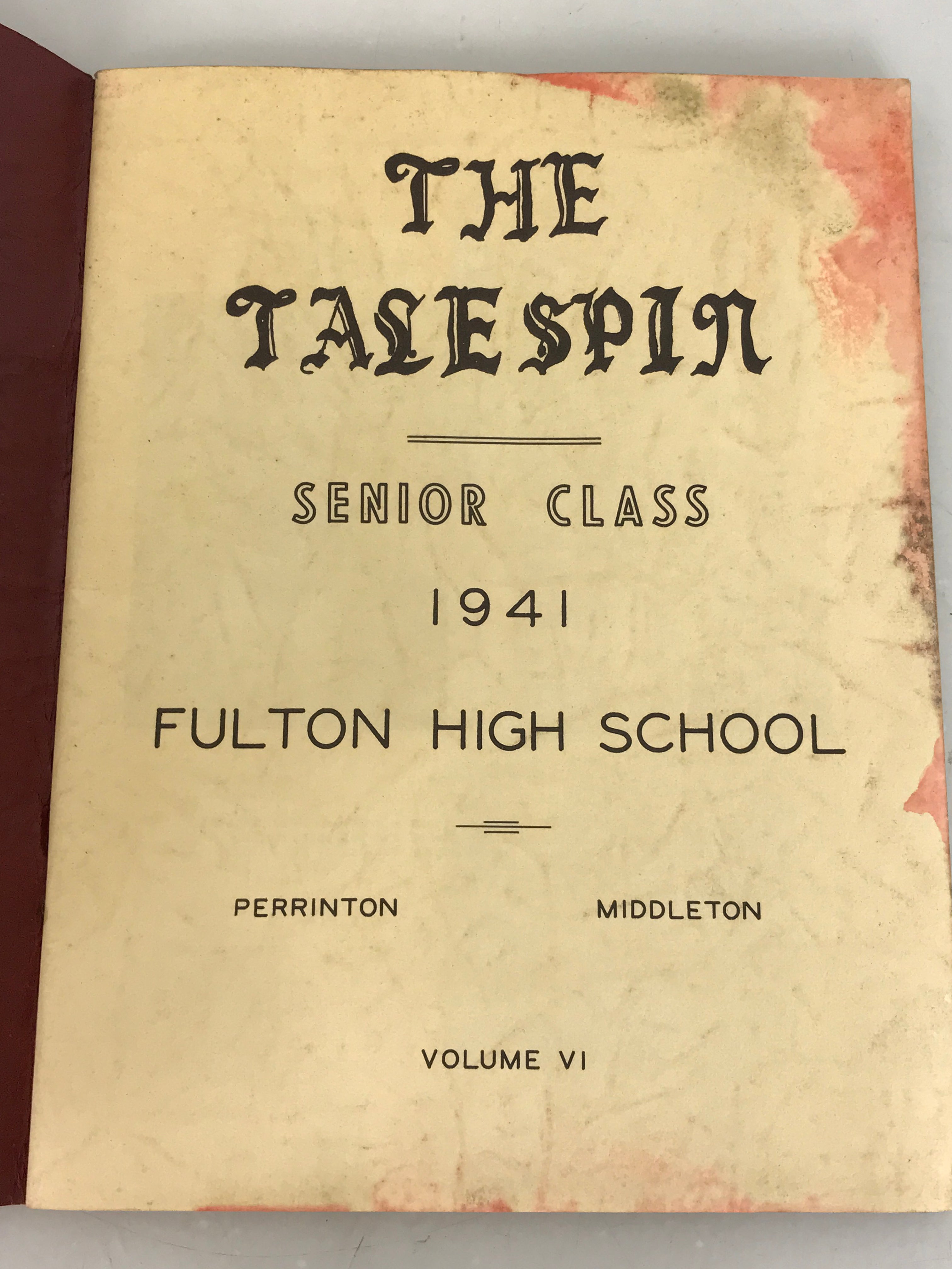 1941 Fulton High School Yearbook Perrinton Middleton Michigan SC