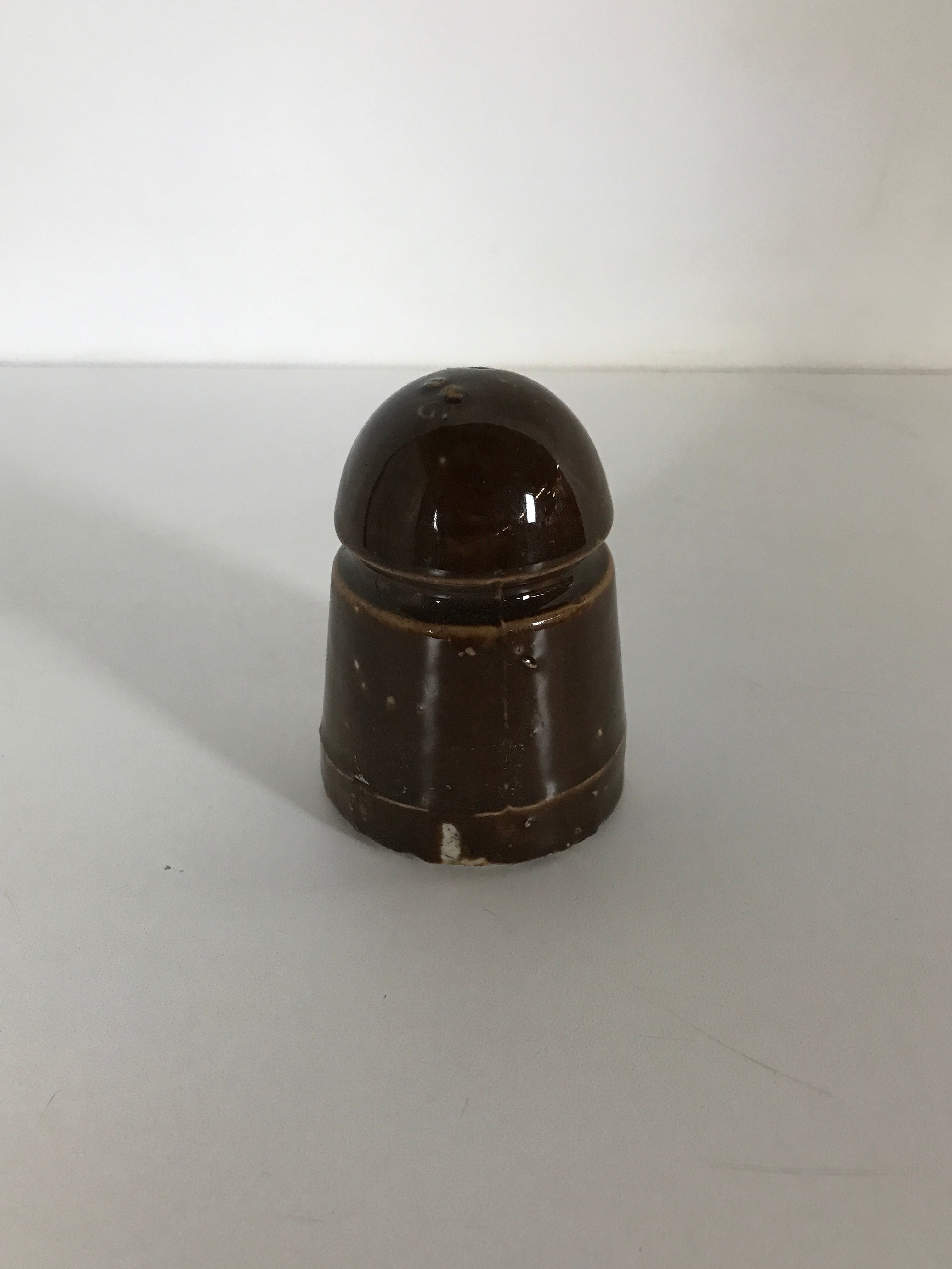 Antique Small Brown Smooth Ceramic Insulator