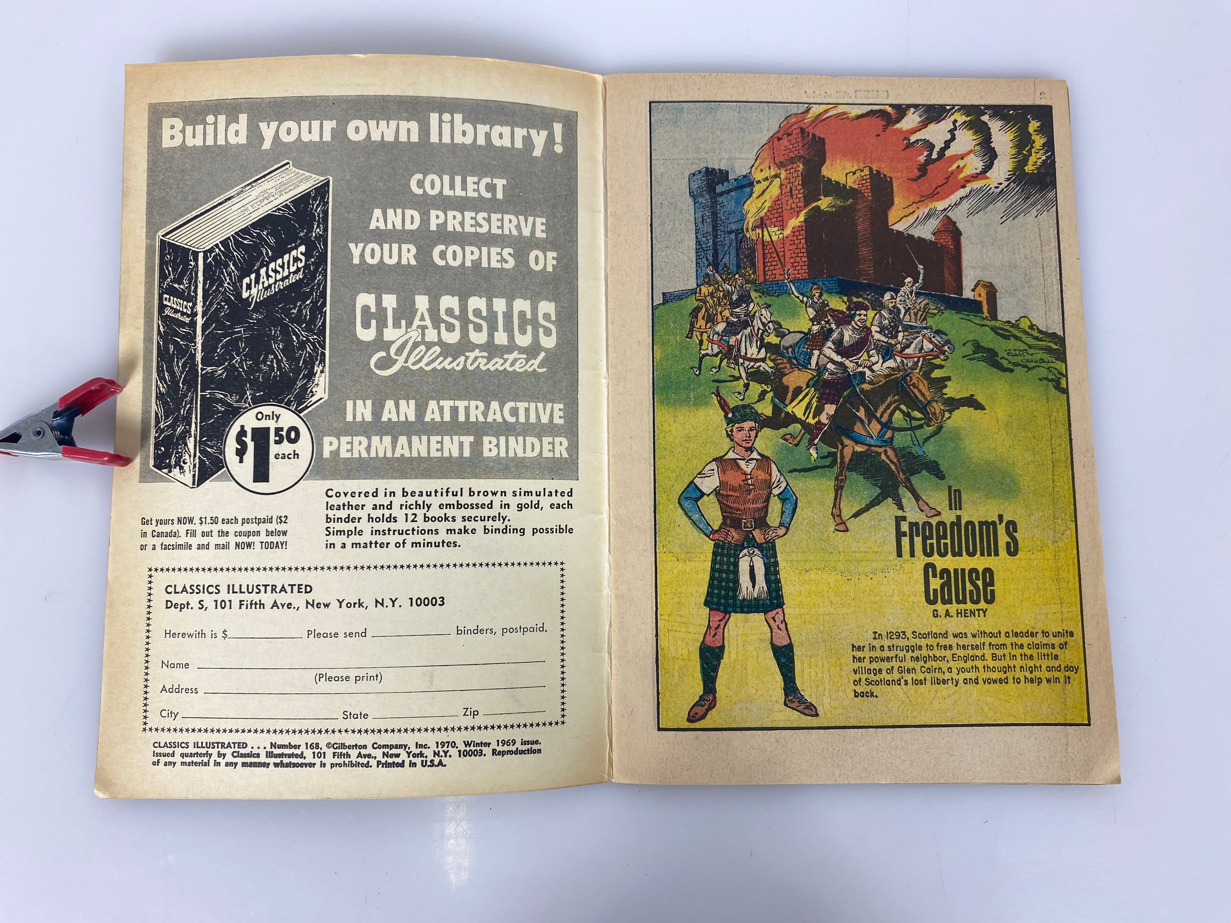 Classics Illustrated In Freedom's Cause No. 168  hrn169 1969