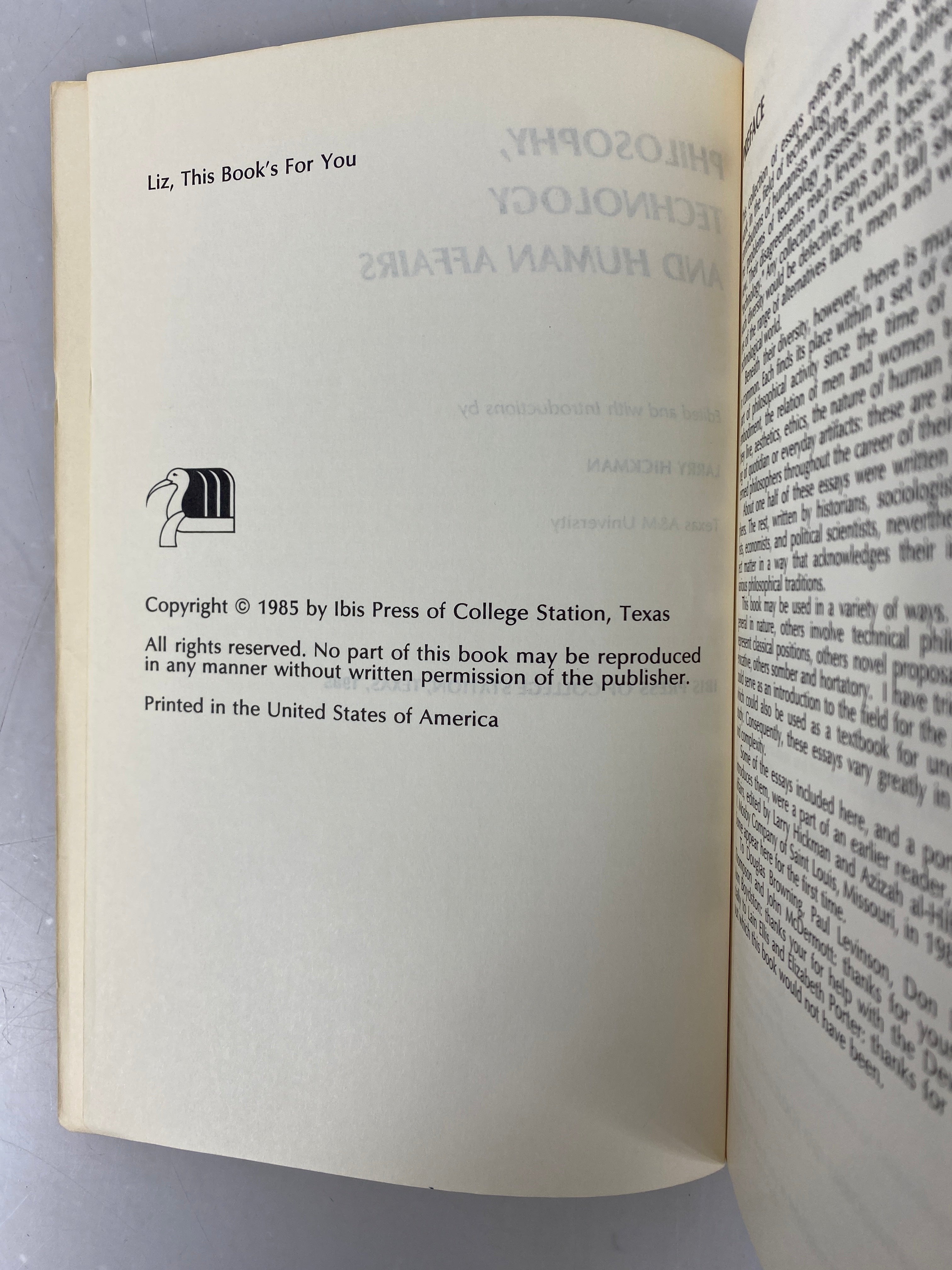 Philosophy Technology & Human Affairs by Larry Hickman 1985 SC