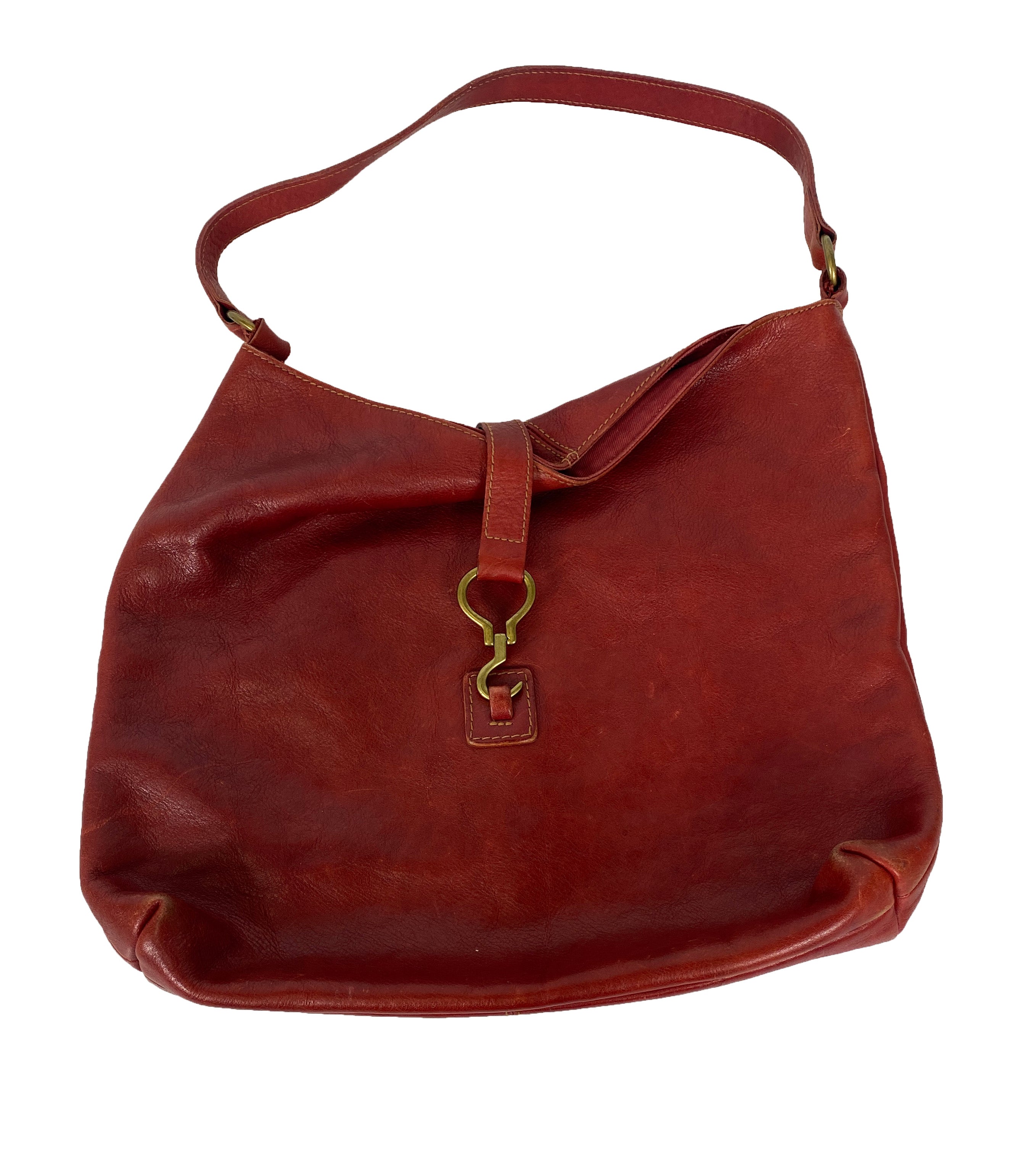 Ralph Lauren Red Leather HOBO Shoulder Bag