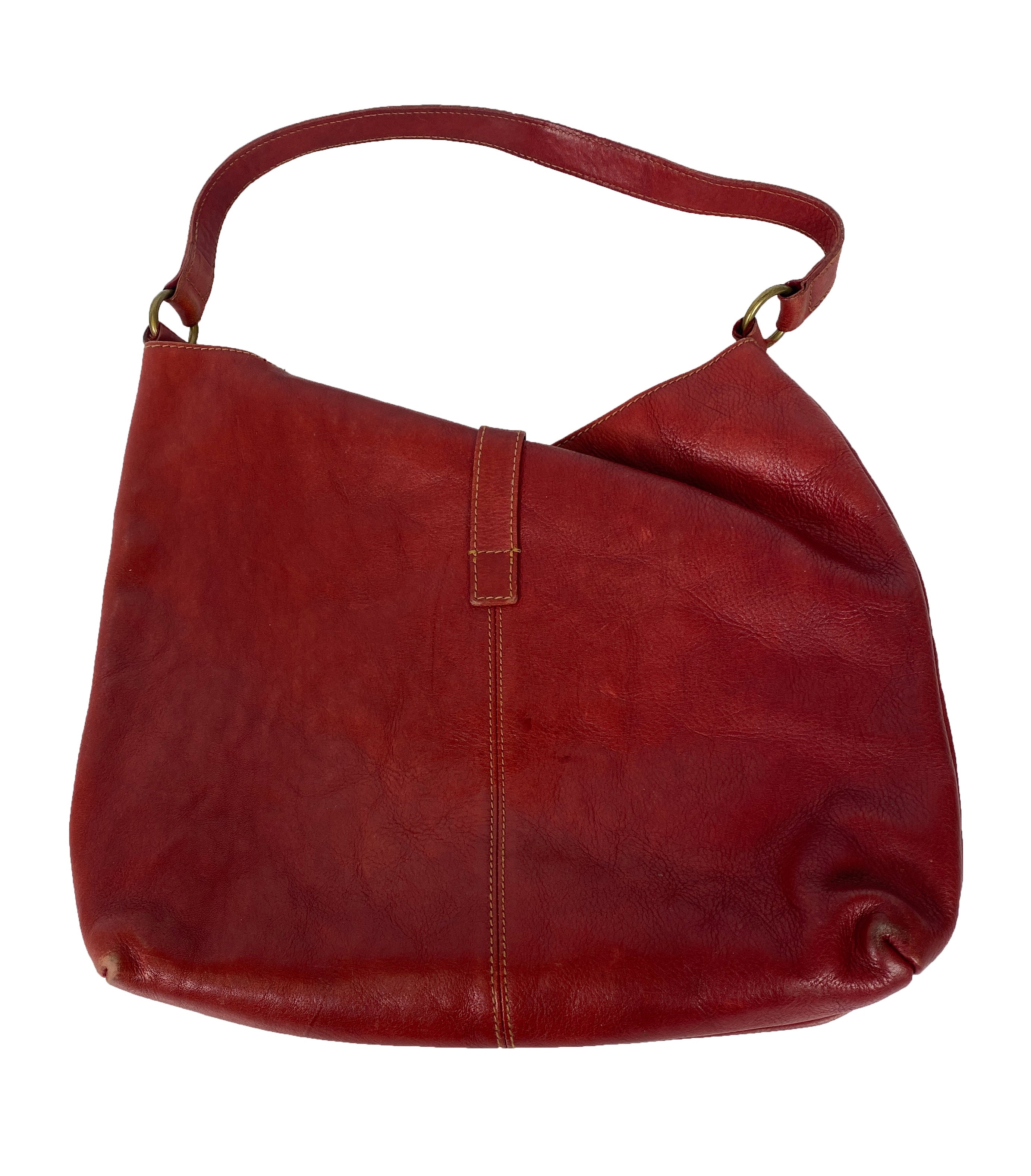 Ralph Lauren Red Leather HOBO Shoulder Bag