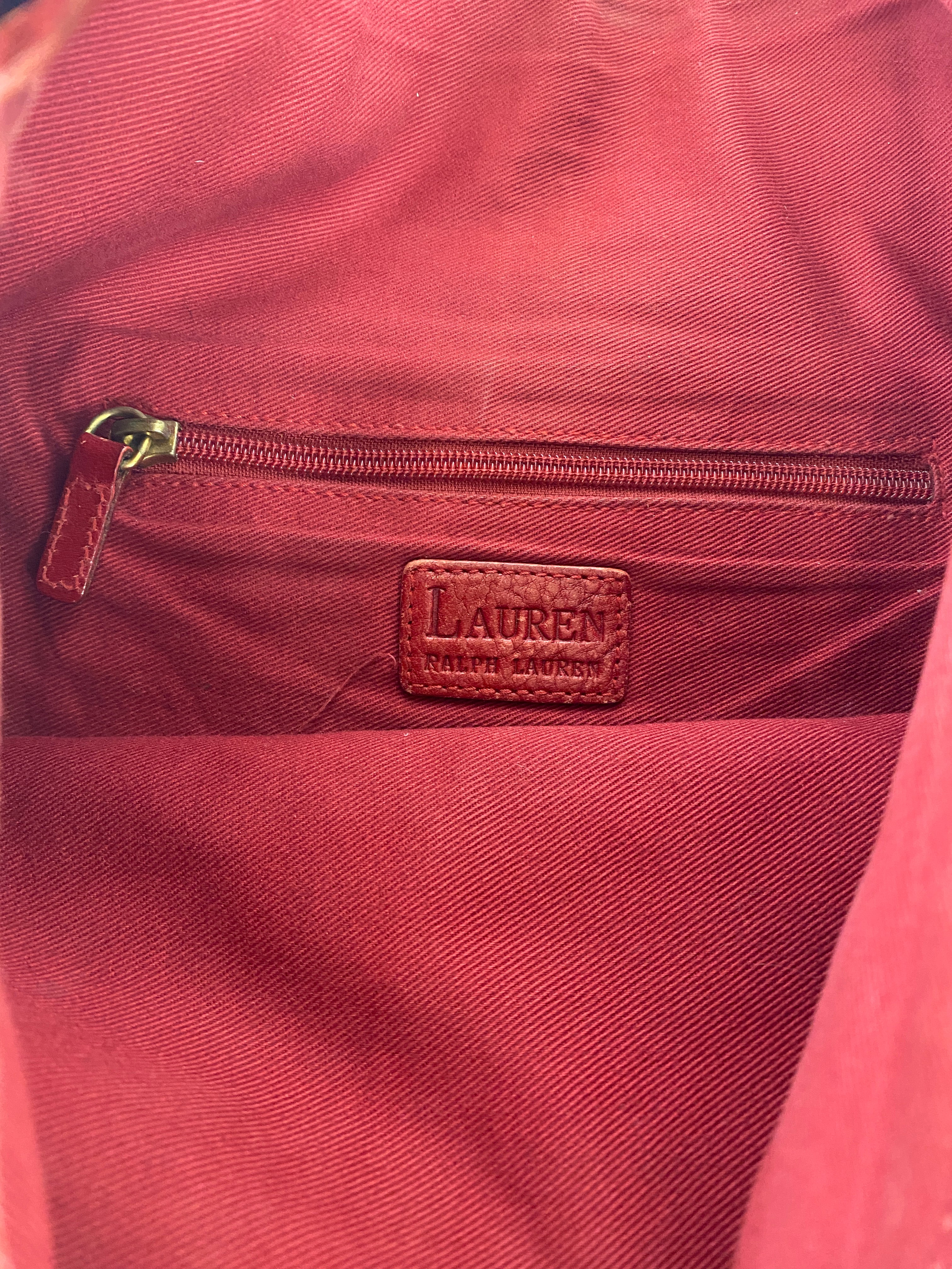 Ralph Lauren Red Leather HOBO Shoulder Bag