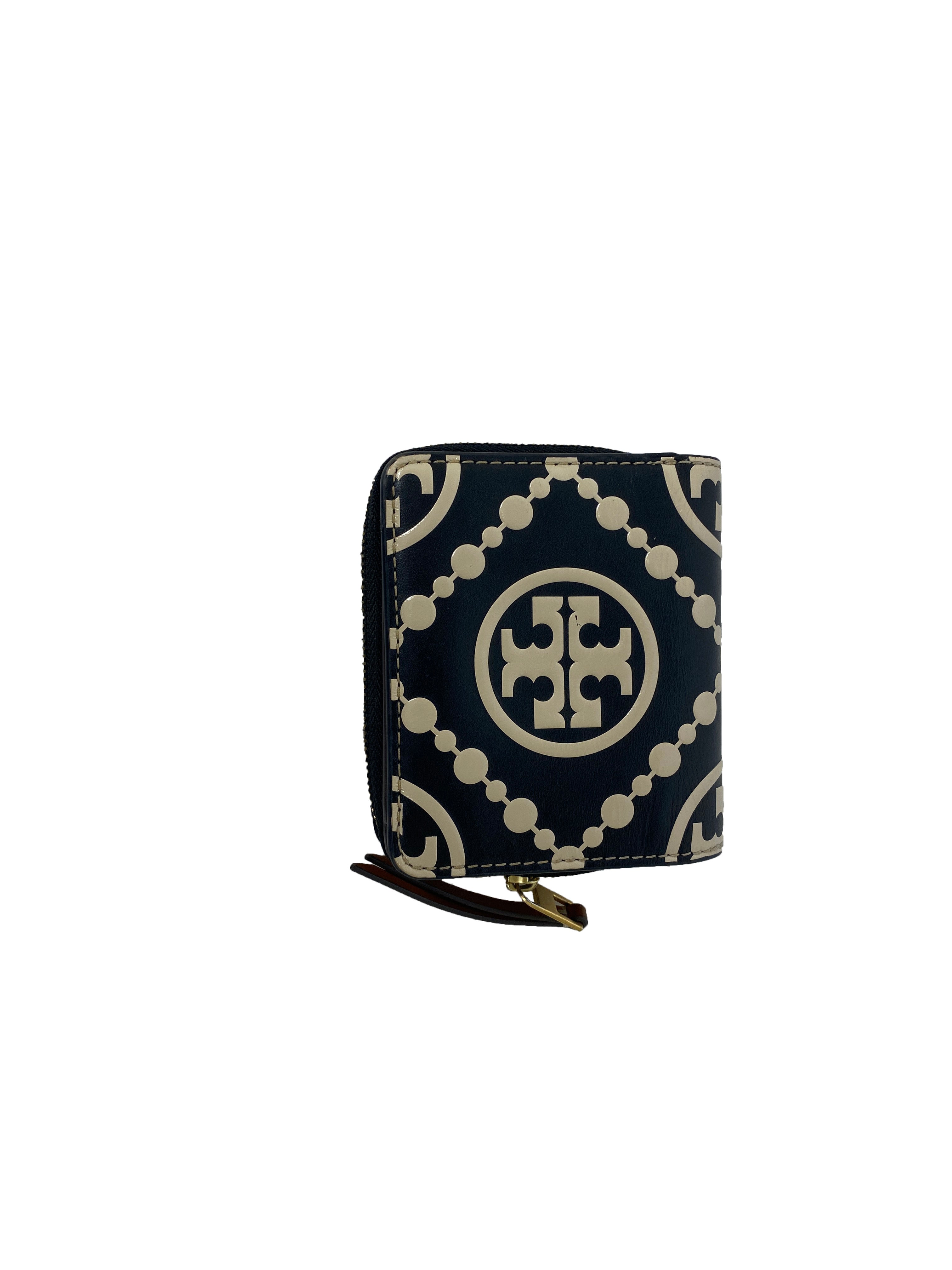 Tory Burch Monogram Contrast Embossed Bi Fold Wallet