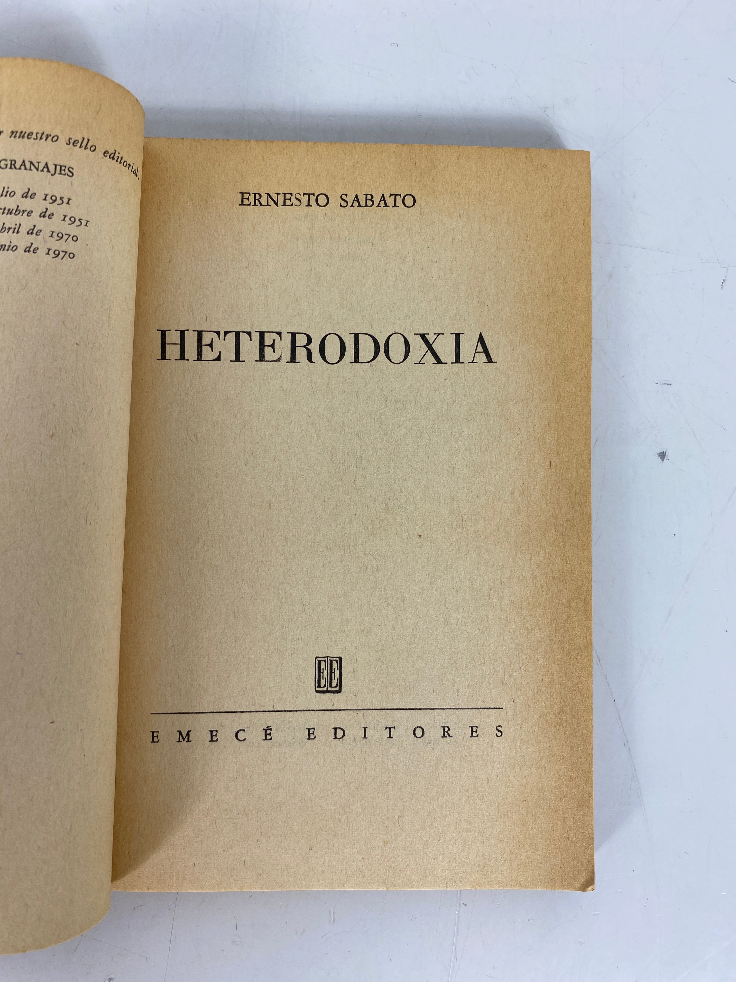 3 Ernesto Sabato Vols: Uno y El Universo/El Tunel/Heterodoxia Inscribed SC