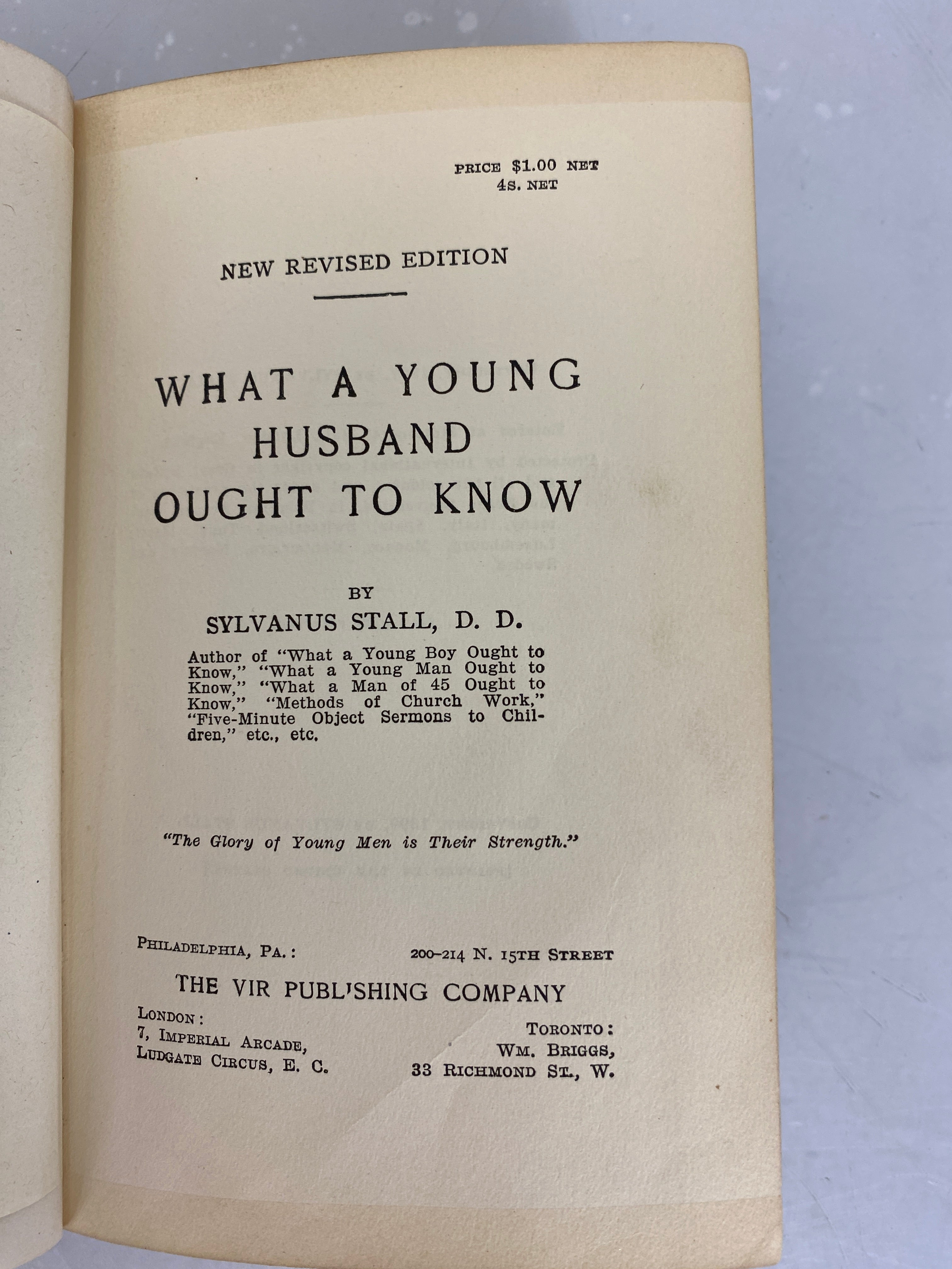 What a Young Husband Ought to Know by Sylvanus Stall 1907 HC