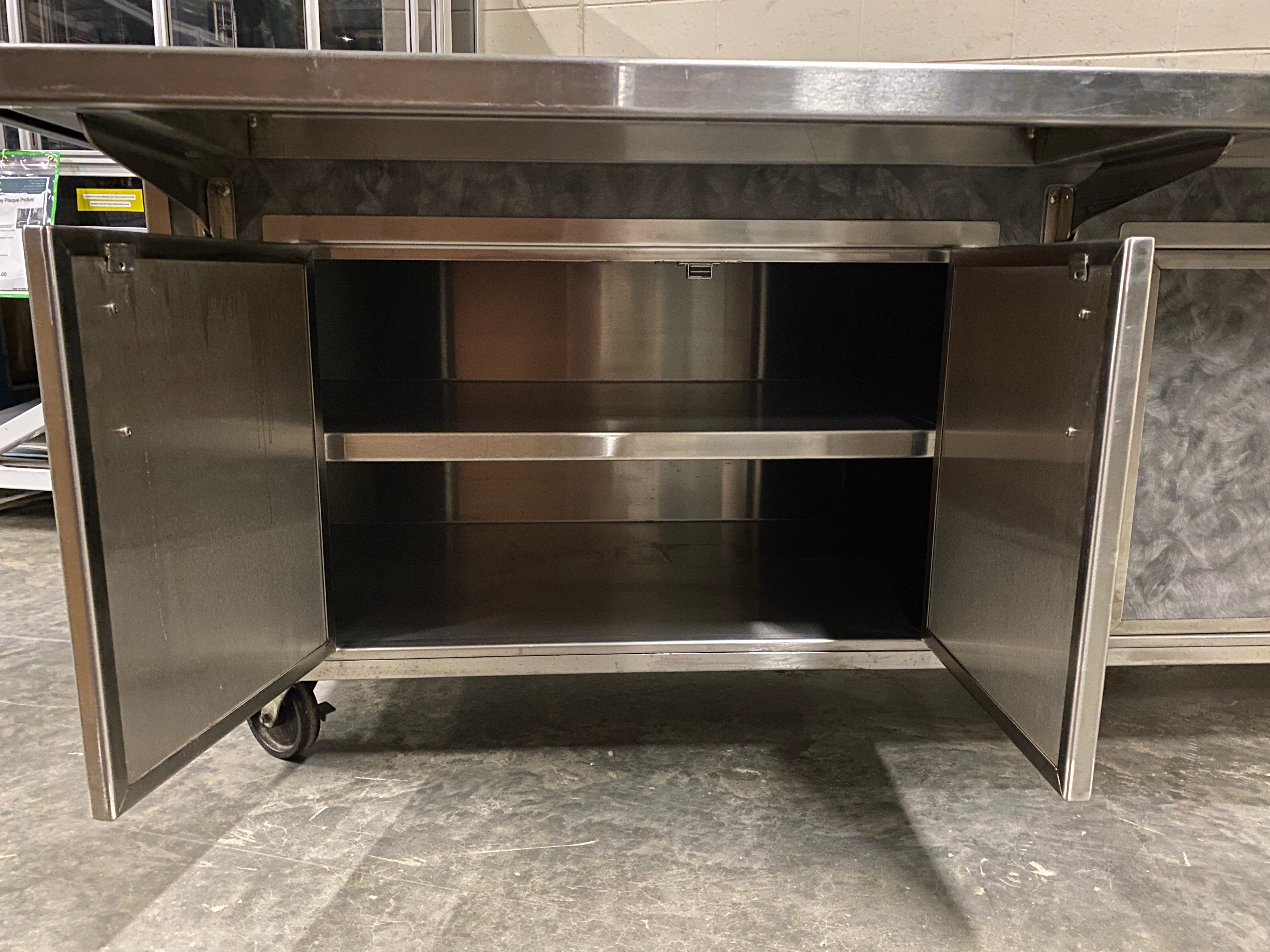 PRS Stainless Steel Prep Table with 4 Cabinet Doors and Table Extender