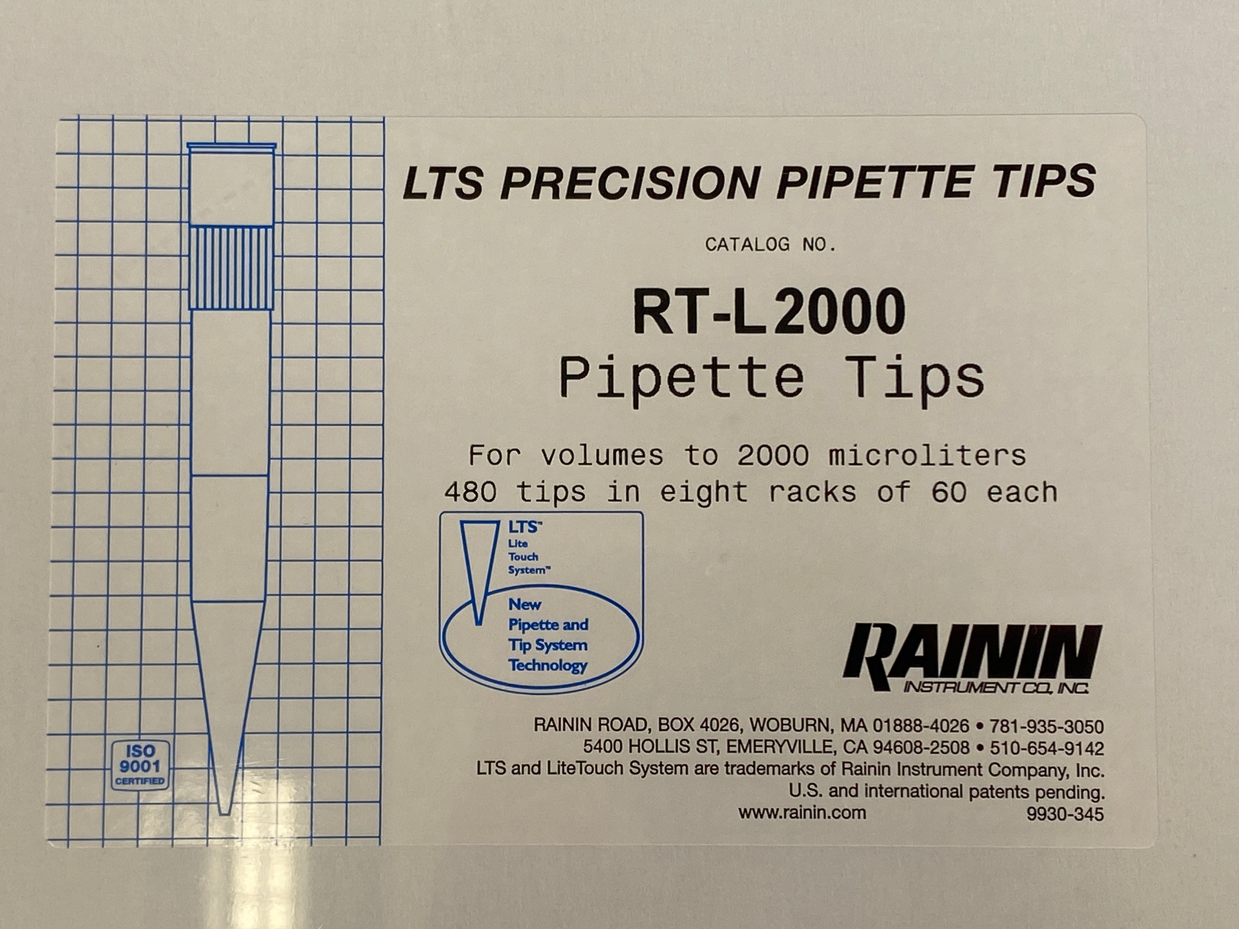 Rainin RT-L2000 Racked 2000 μl Pipette Tips