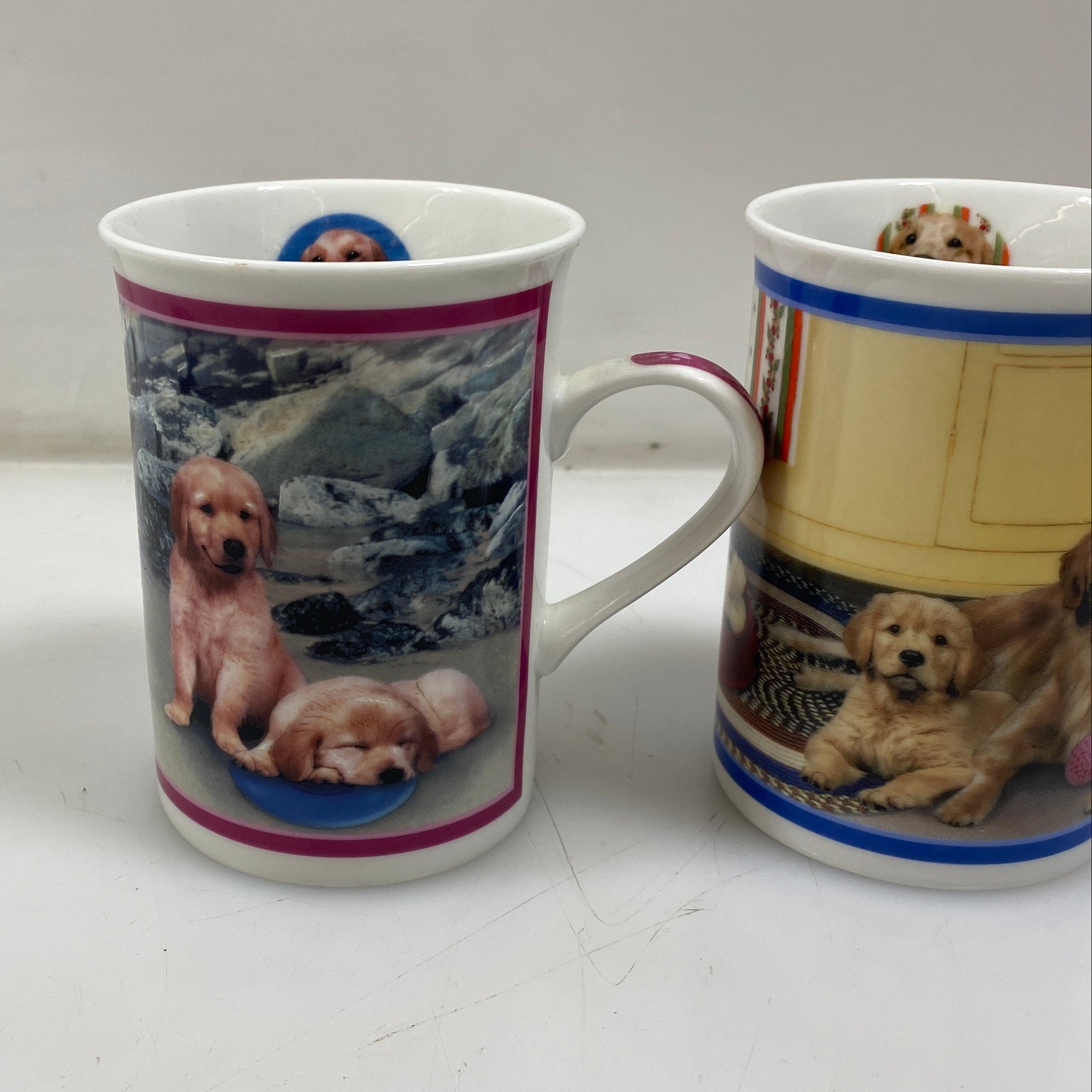 Set of 4 Danbury Mint Golden Retriever Porcelain Collector Mugs