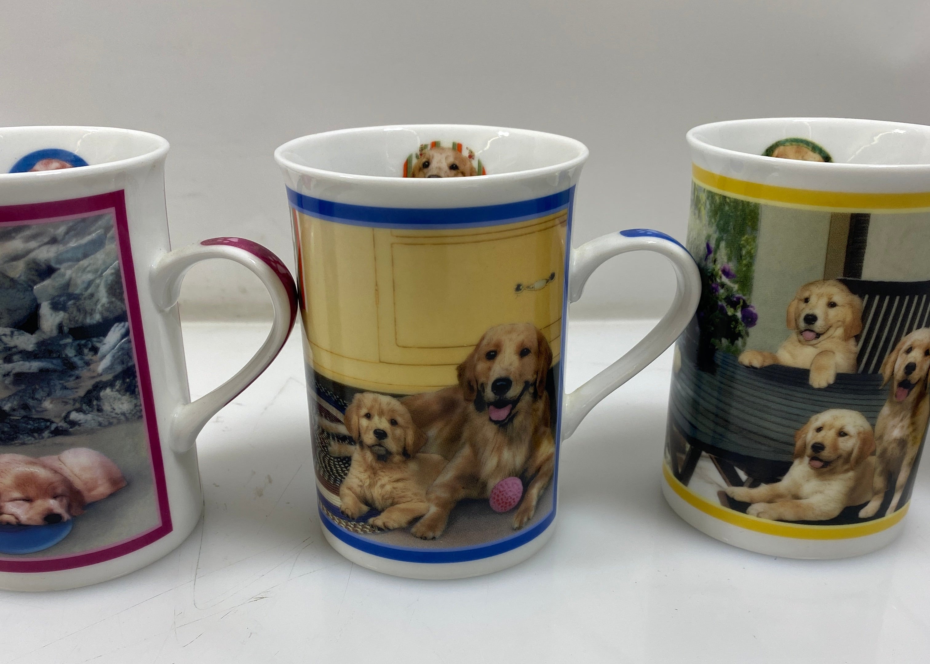 Set of 4 Danbury Mint Golden Retriever Porcelain Collector Mugs