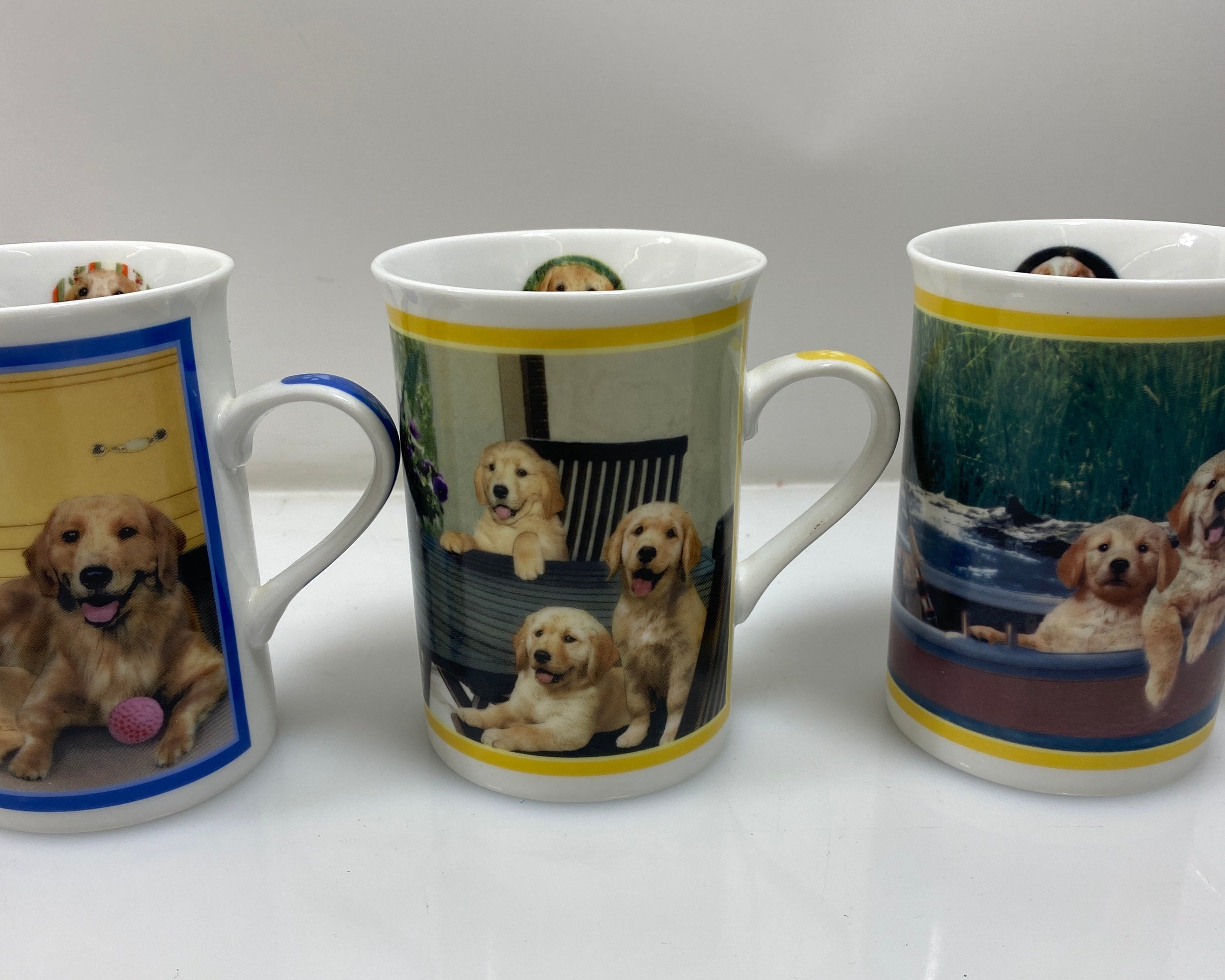 Set of 4 Danbury Mint Golden Retriever Porcelain Collector Mugs