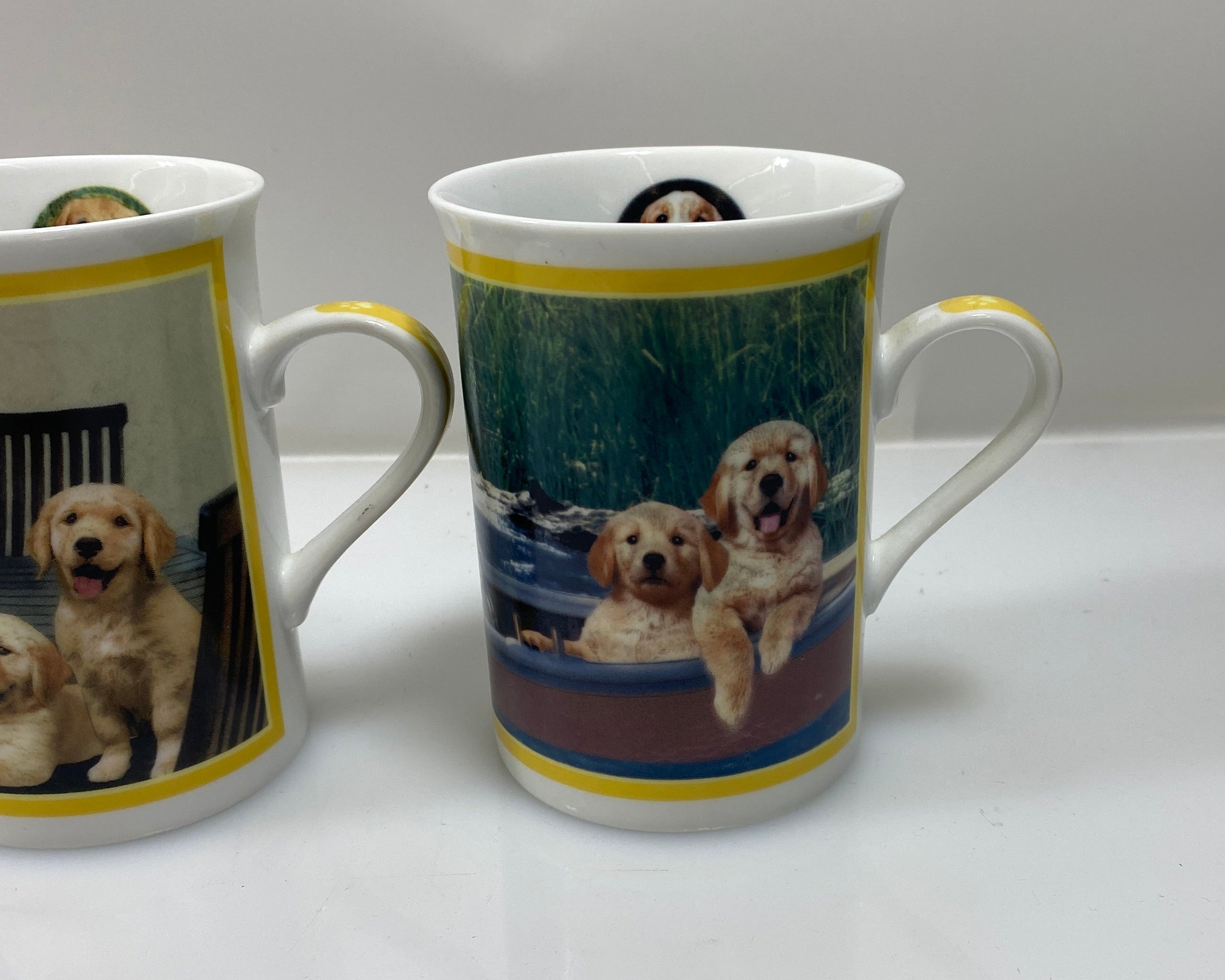 Set of 4 Danbury Mint Golden Retriever Porcelain Collector Mugs