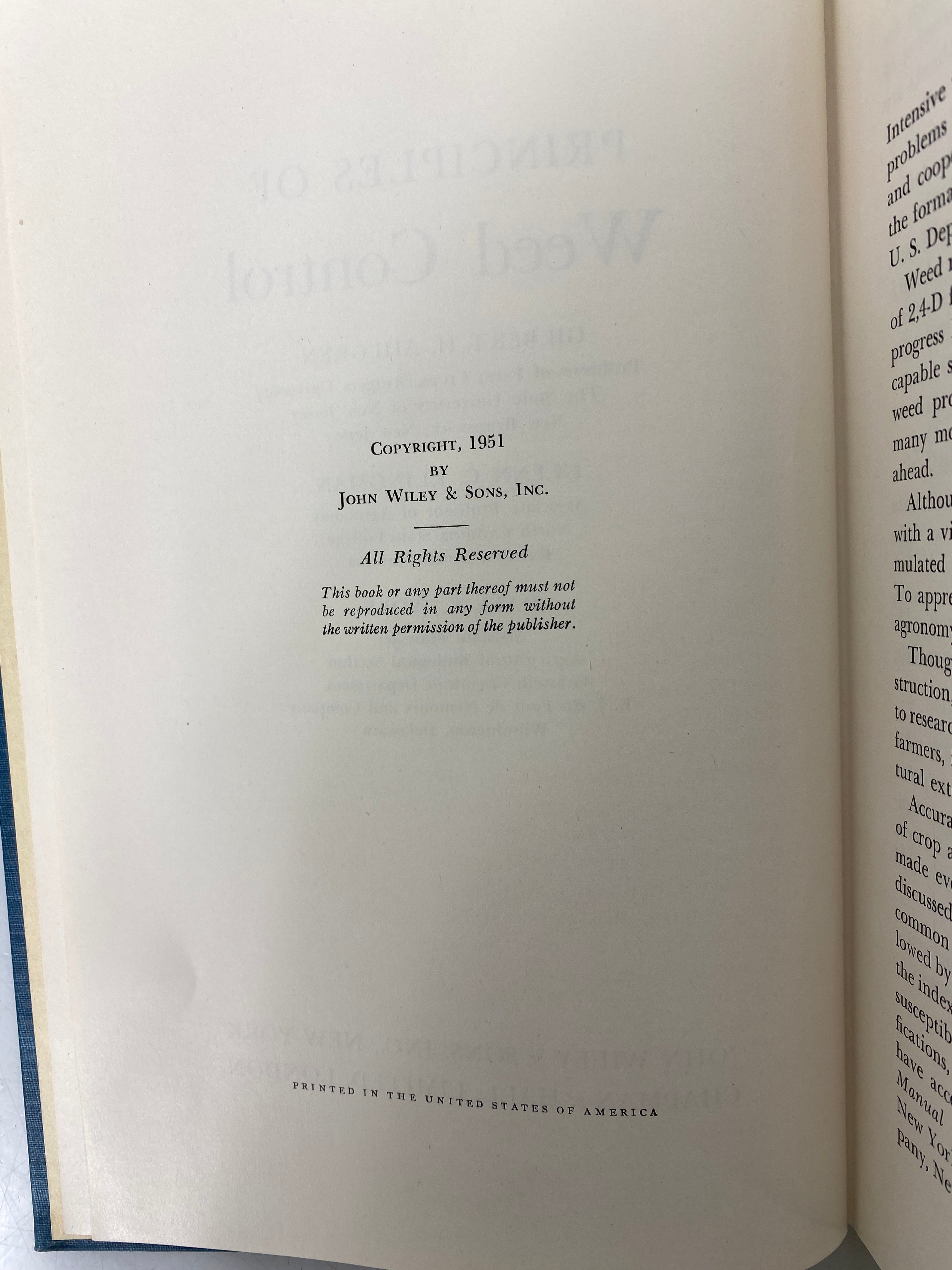 2 Vols: Principles of Weed Control/Principles of Fungicidal Action 1951-56