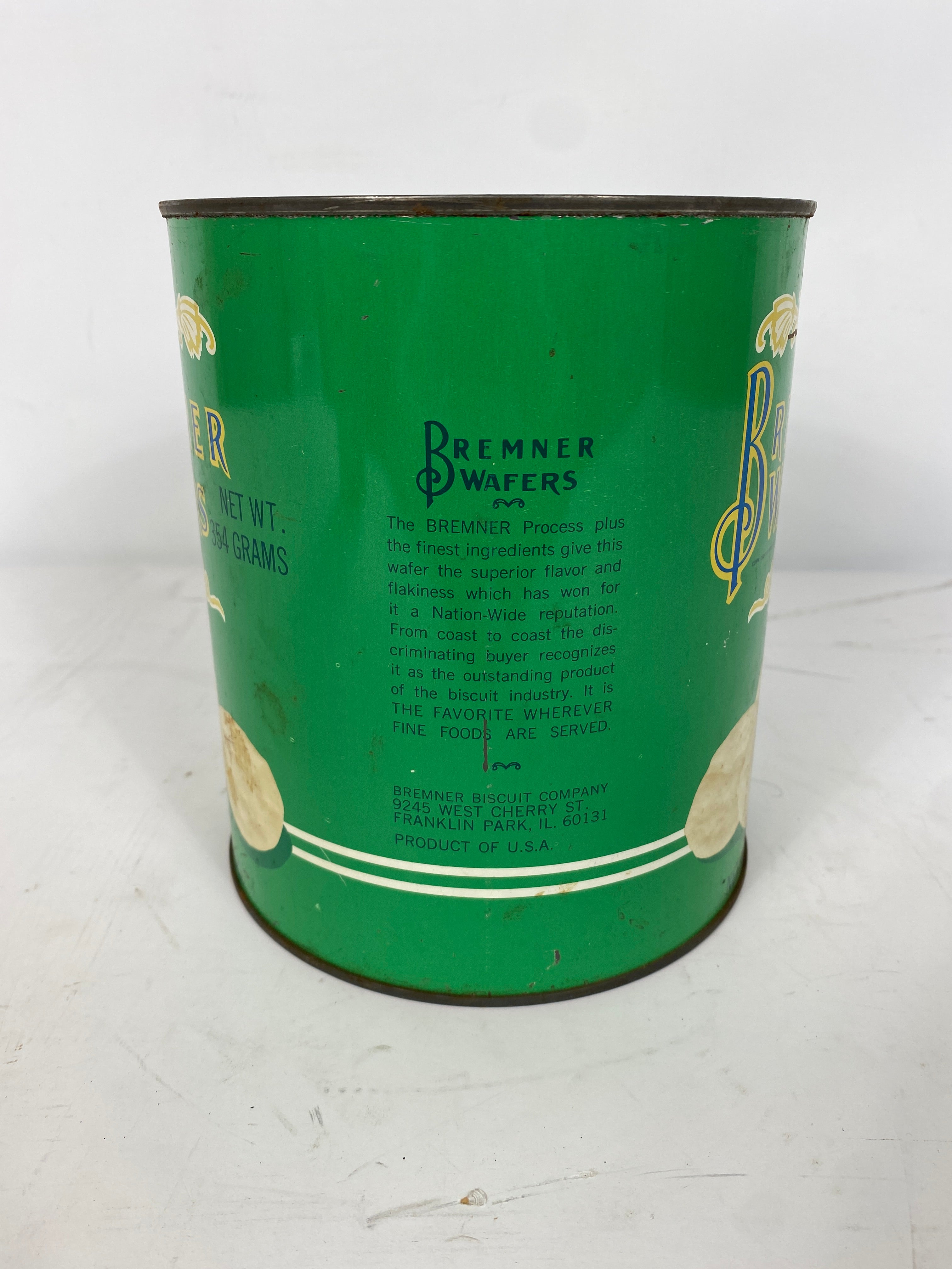 Vintage Bremner Wafers Tin Can 12.5 OZ