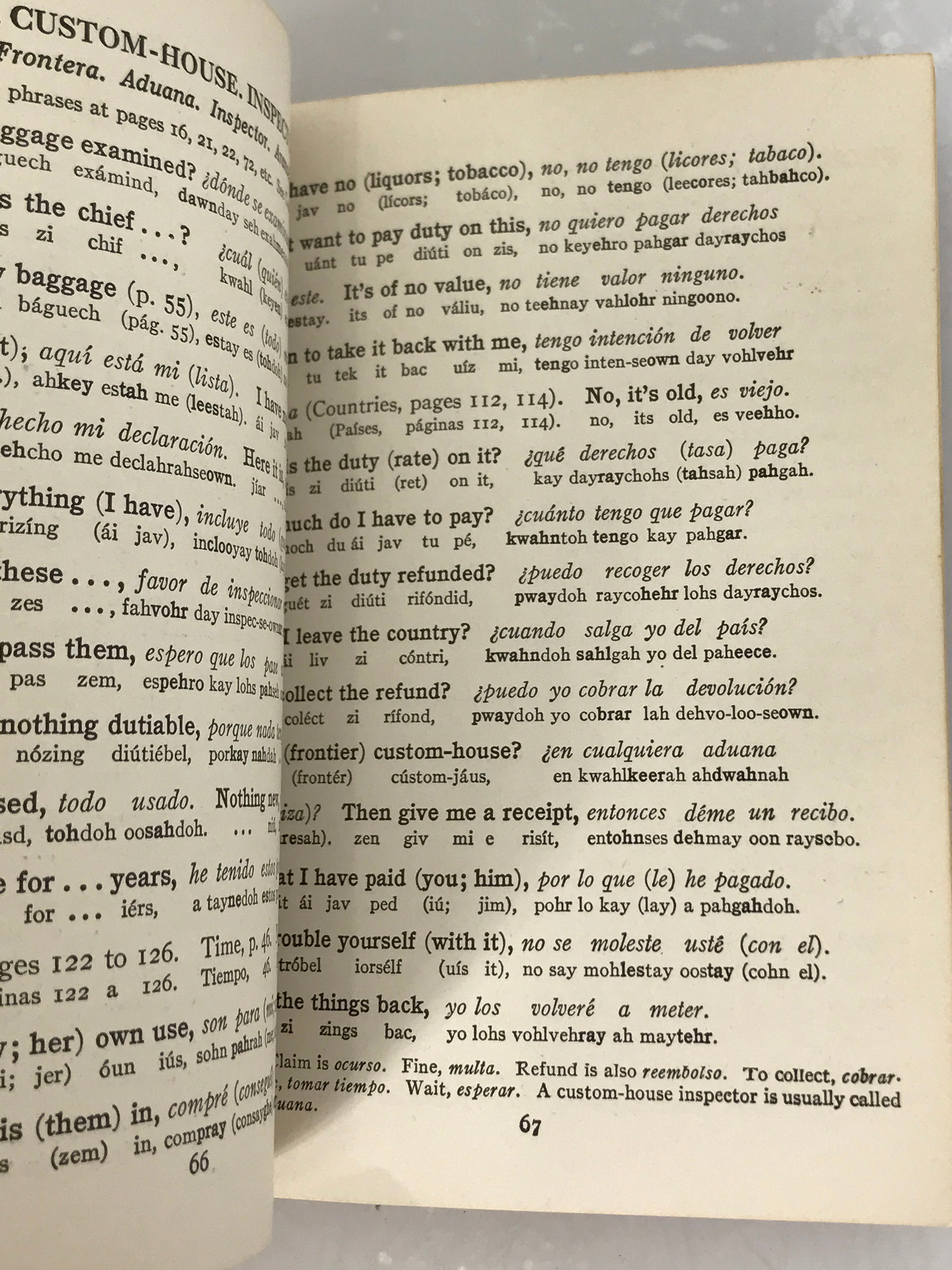 Speak Spanish at Once Terry's Pocket Interpreter T. Philip Terry 1951 Vintage SC