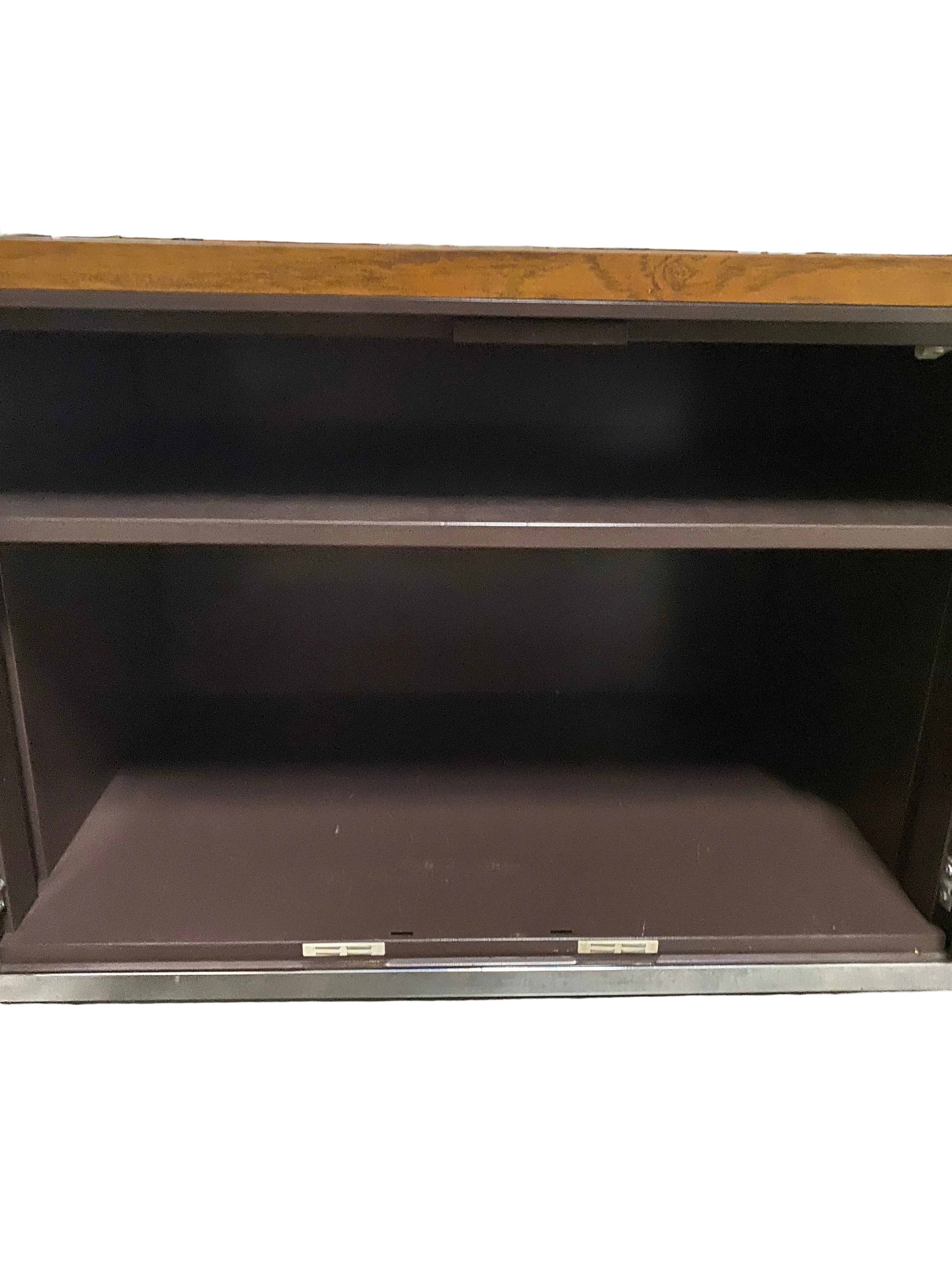 Wooden Surface Console Table with Drawers and Cabinet