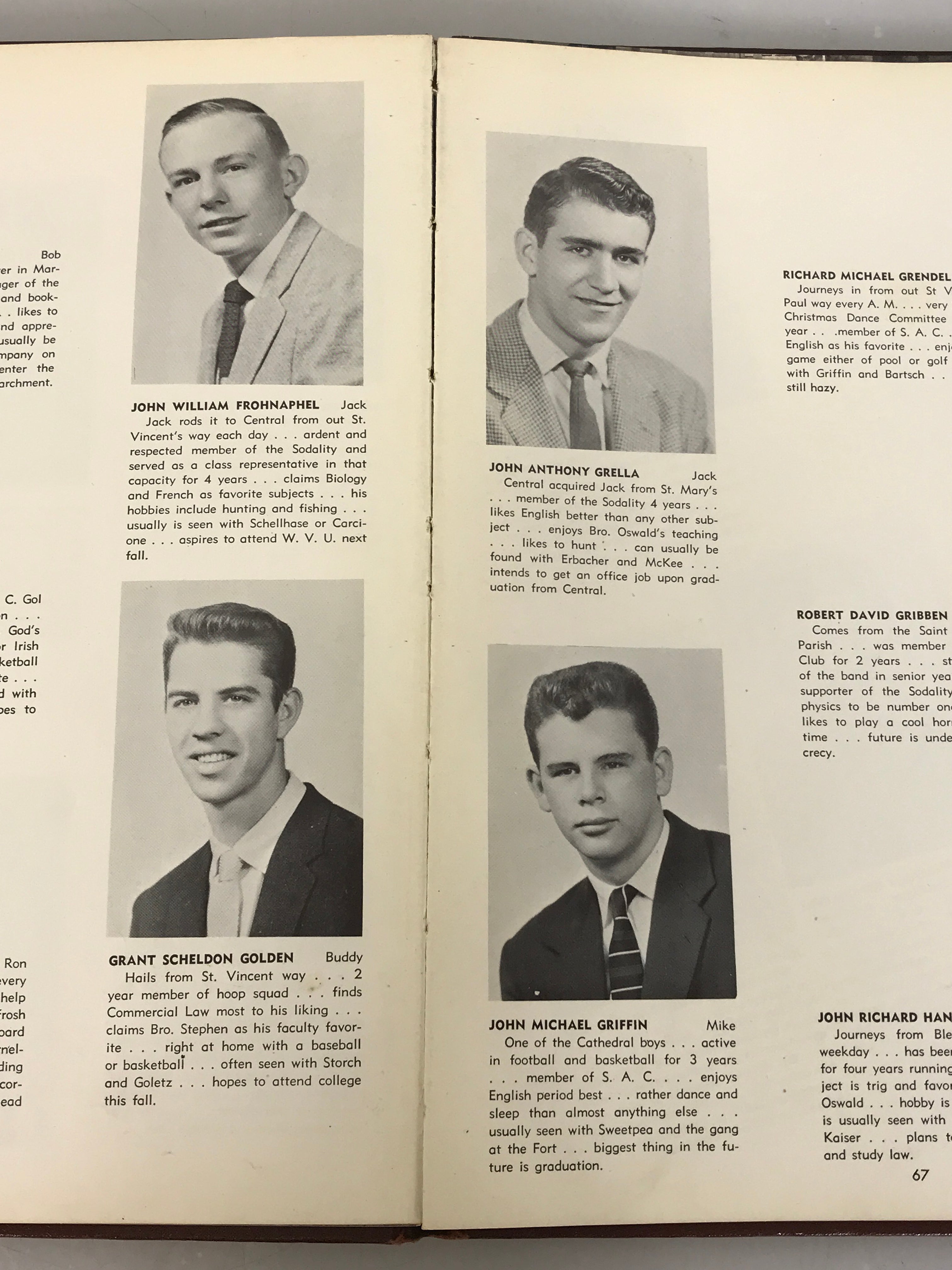 1957 Central Catholic High School Yearbook Wheeling West Virginia HC