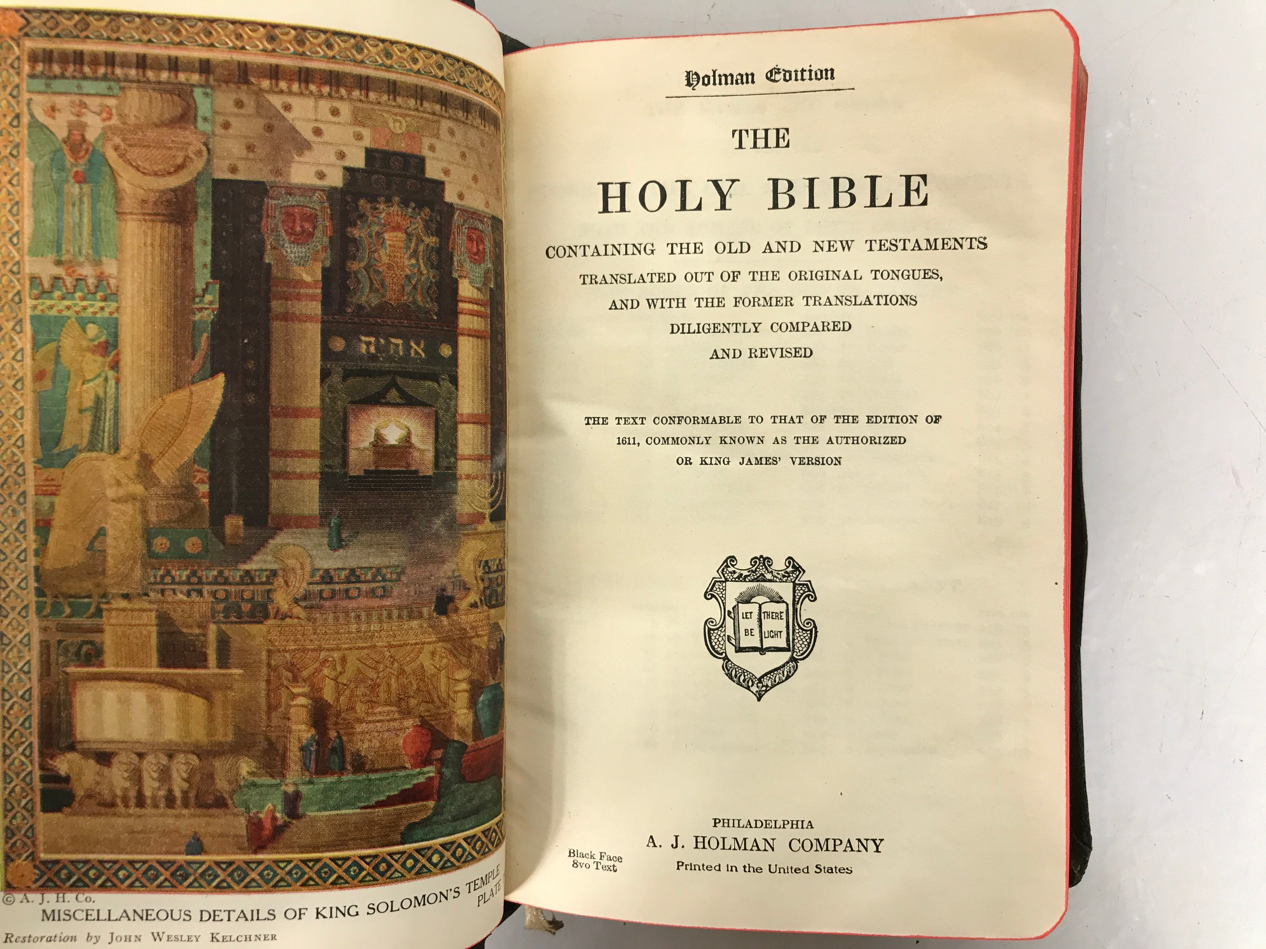 Holy Bible Masonic Edition 1940 Lakewood Lodge SC
