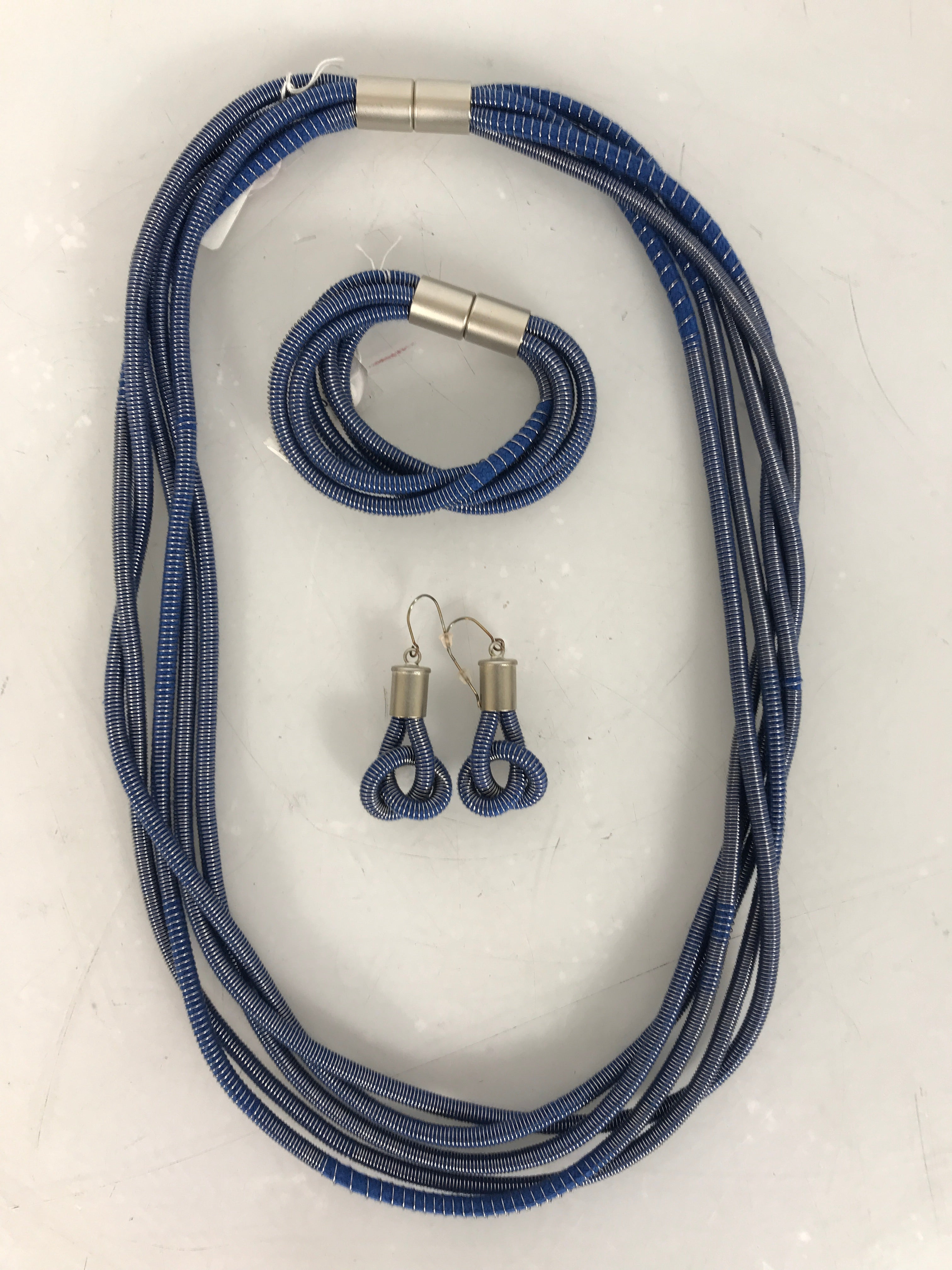 Hila Rawet Karni Industrial Jewellery Blue Necklace Bracelet Earrings Set